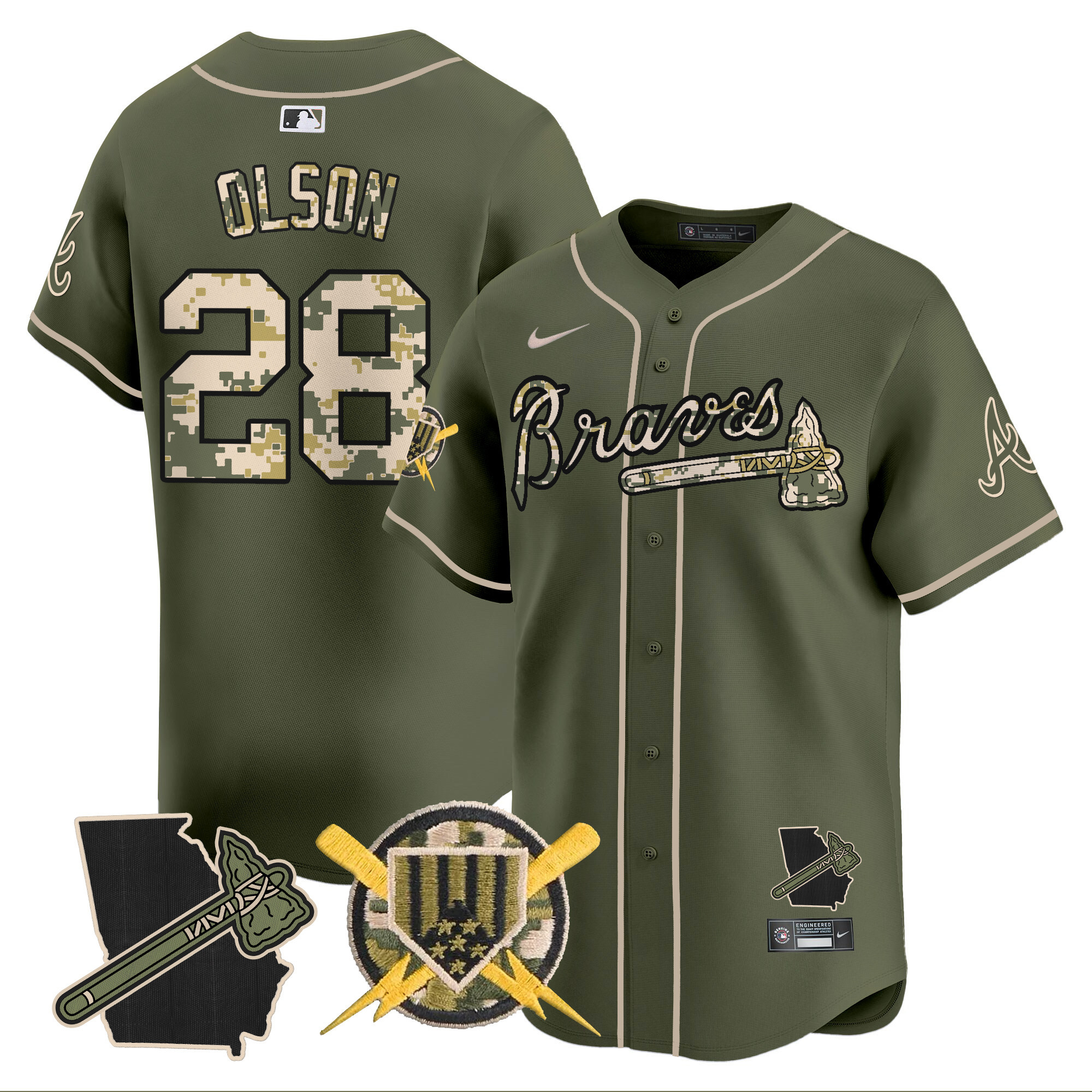 Men's Atlanta Braves Armed Forces Day Vapor Premier Limited Jersey - All Stitched - Image 6