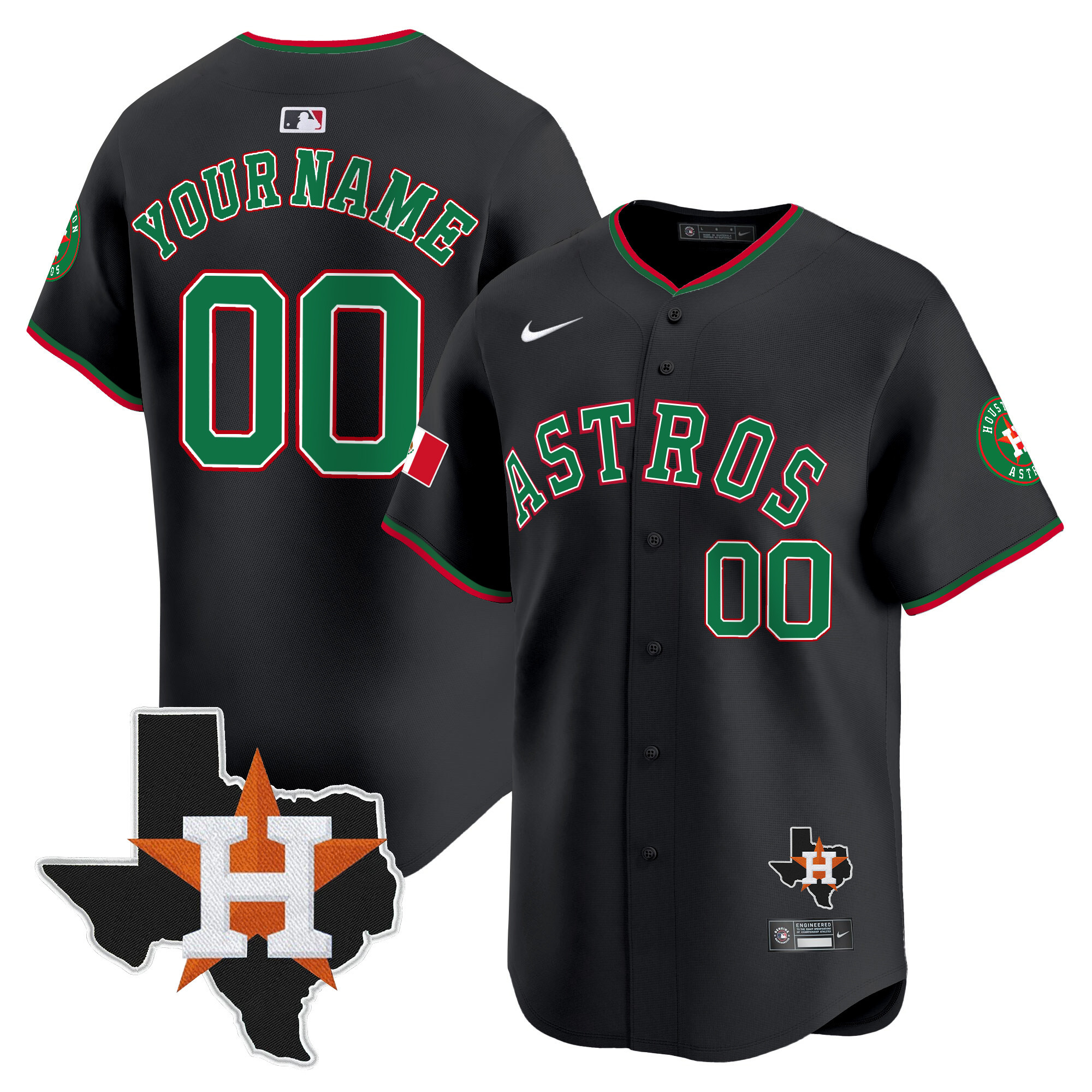 Astros Mexico Texas Patch Vapor Premier Limited Custom Jersey V4 - All Stitched