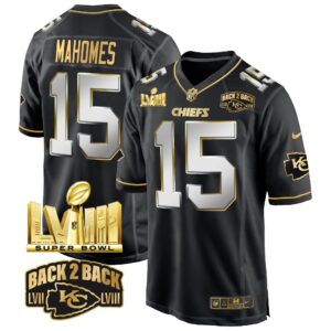 Men's Chiefs Super Bowl LVIII & Back 2 Back Gold Game Jersey - All Stitched