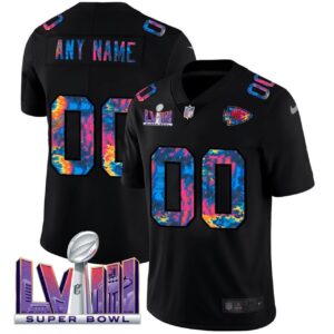 Kansas City Chiefs Super Bowl LVIII Patch 2020 Black Crucial Catch Custom Jersey - All Stitched