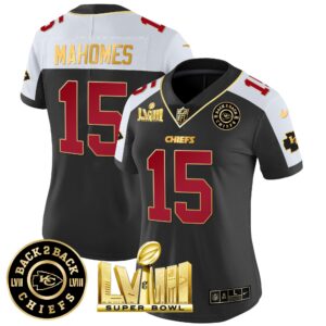 Women's Chiefs Super Bowl LVIII & Back 2 Back Patch Vapor Jersey V3 - All Stitched