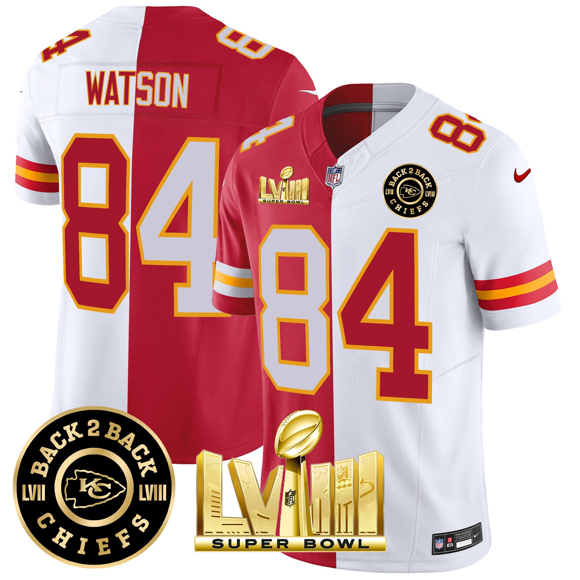 Men's Chiefs Super Bowl LVIII & Back 2 Back Patch Vapor Jersey V4 - All Stitched - Image 33