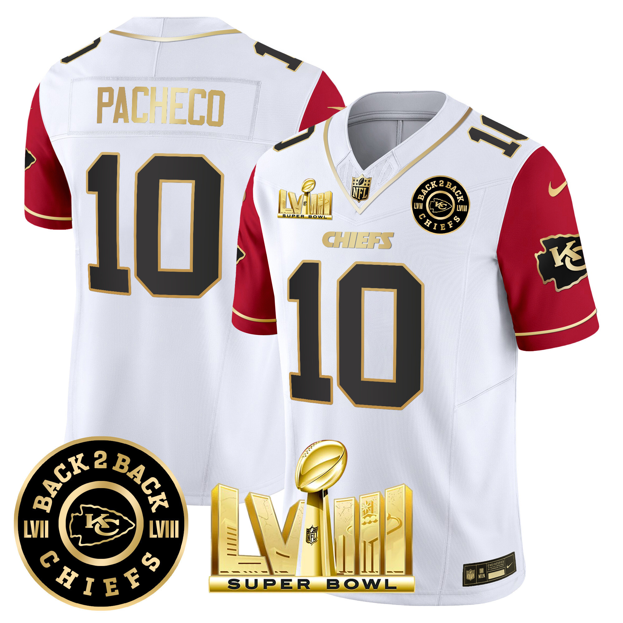 Men's Chiefs Super Bowl LVIII & Back 2 Back Patch Vapor Jersey V4 - All Stitched - Image 39