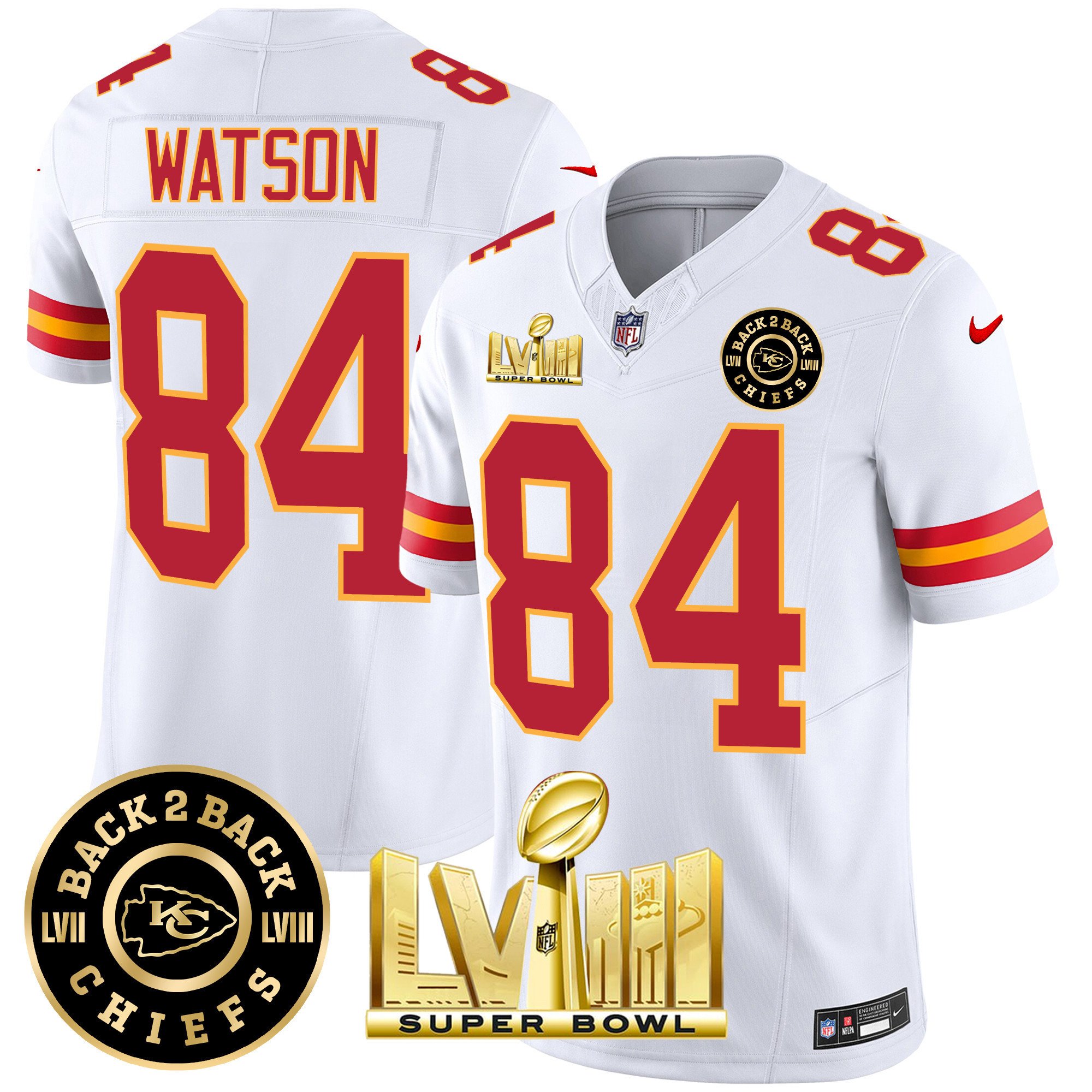 Men's Chiefs Super Bowl LVIII & Back 2 Back Patch Vapor Jersey V3 - All Stitched - Image 47