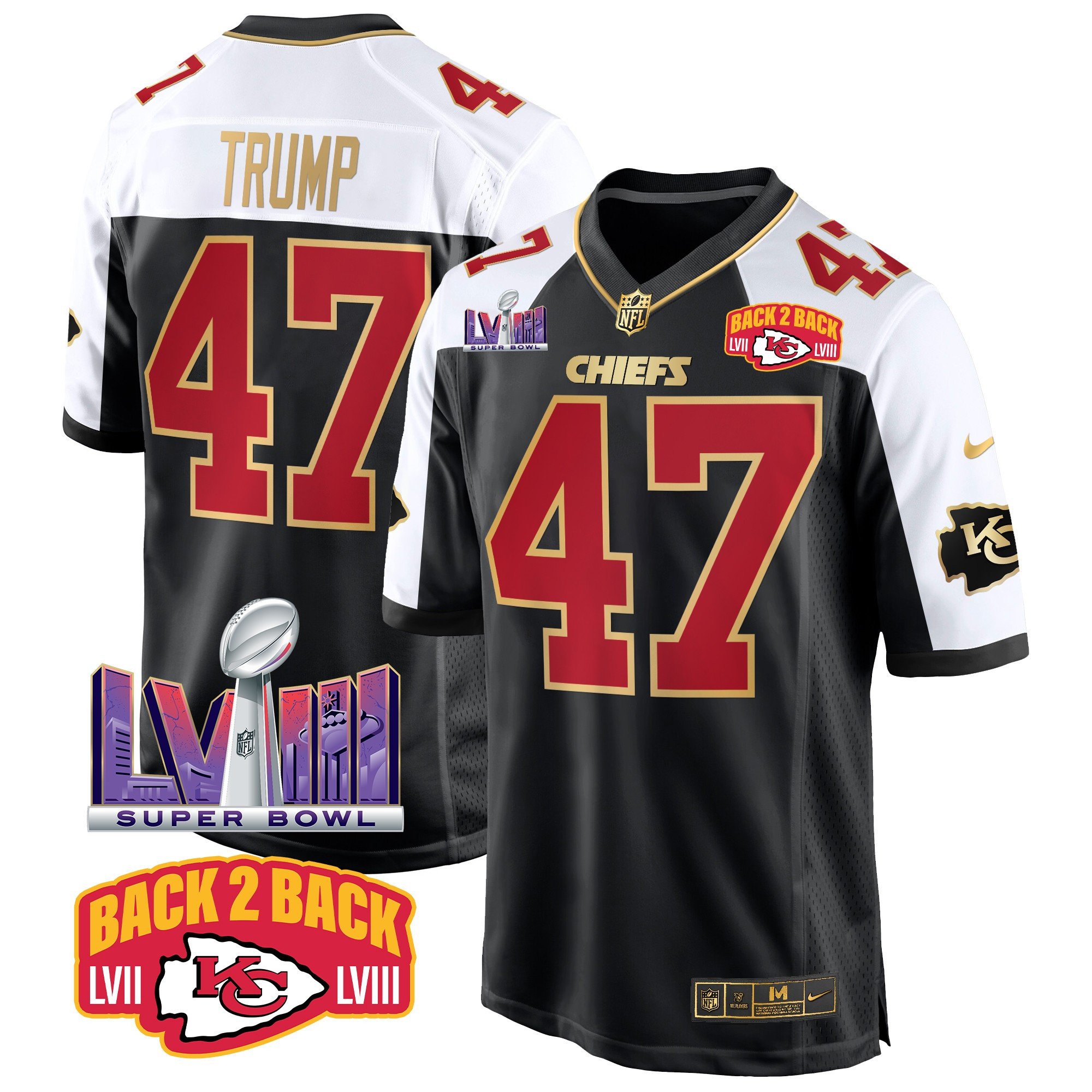 Men's Chiefs Super Bowl LVIII & Back 2 Back Patch Game Jersey - All Stitched - Image 8