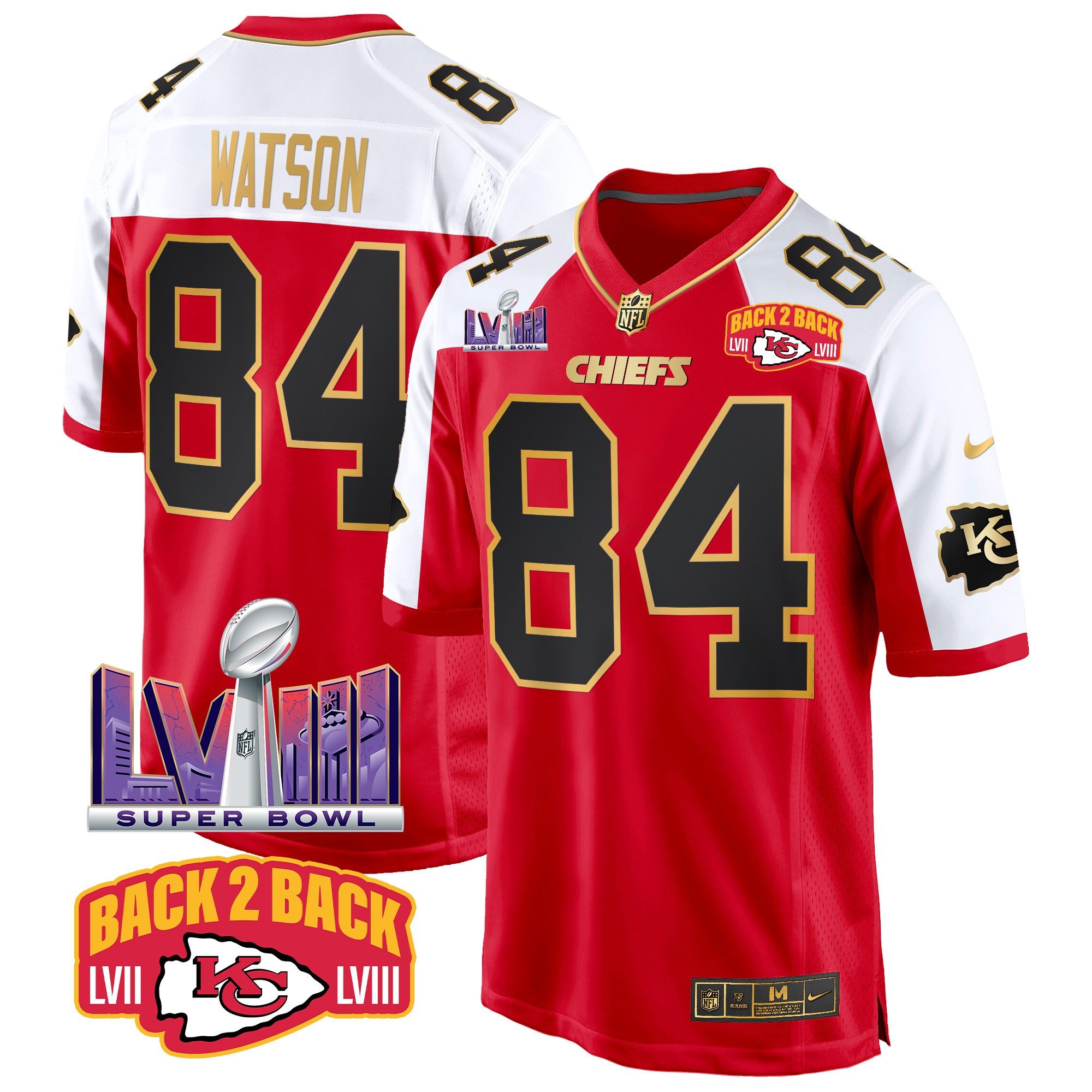 Men's Chiefs Super Bowl LVIII & Back 2 Back Patch Game Jersey - All Stitched - Image 13