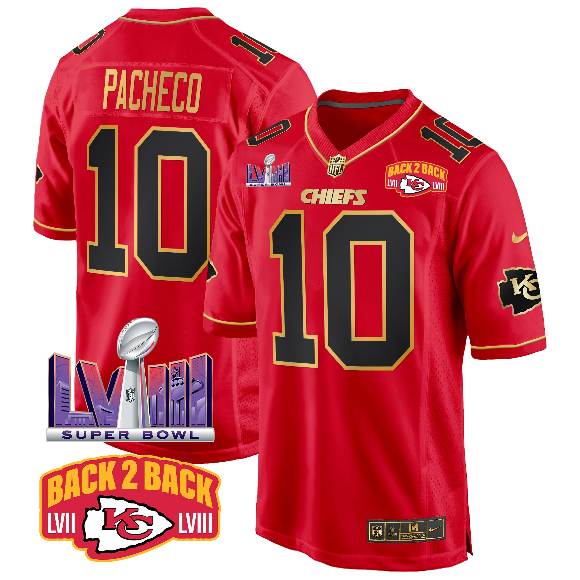 Men's Chiefs Super Bowl LVIII & Back 2 Back Patch Game Jersey - All Stitched - Image 28