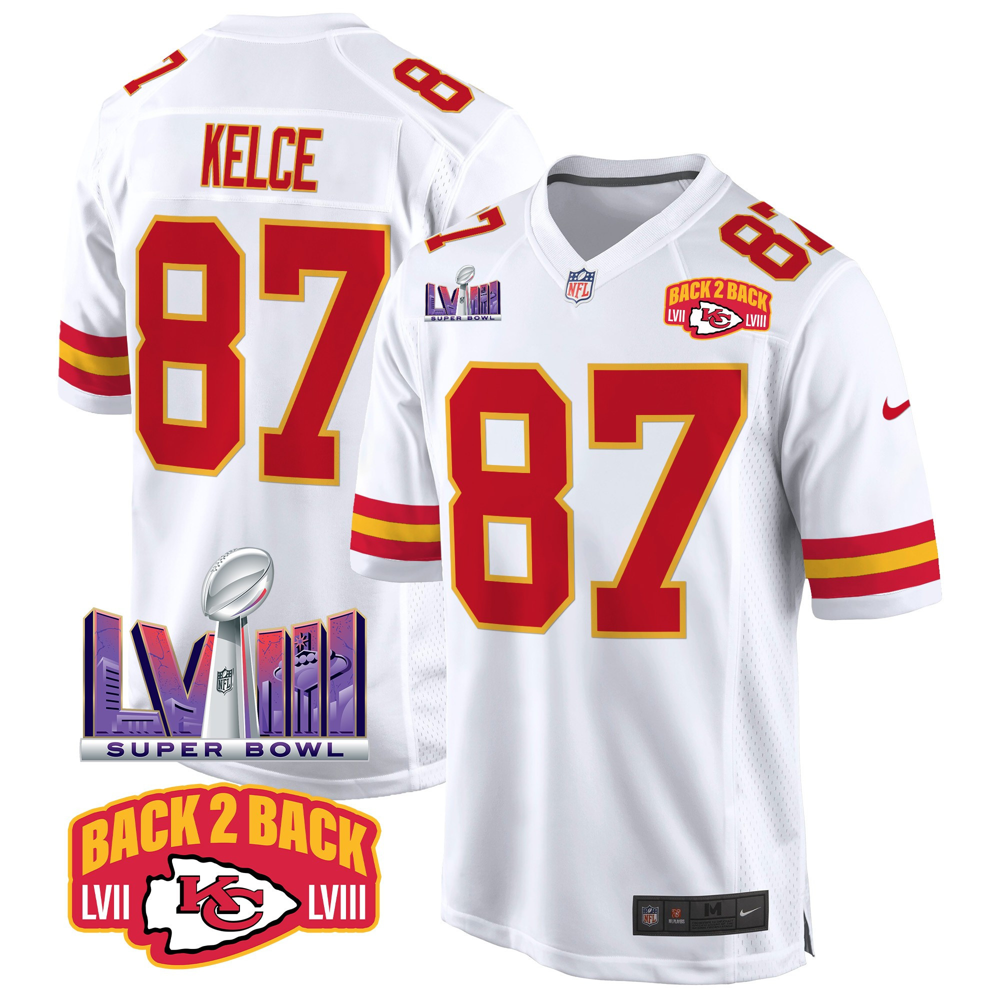 Men's Chiefs Super Bowl LVIII & Back 2 Back Patch Game Jersey - All Stitched - Image 50