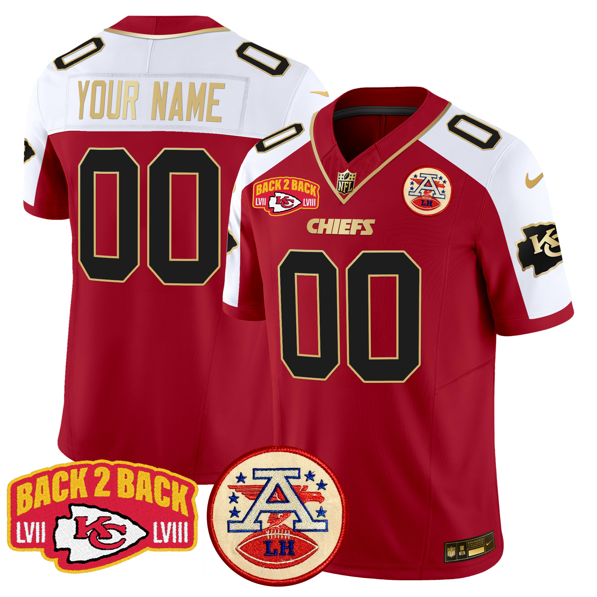 Chiefs Super Back 2 Back Patch Vapor Limited Custom Jersey - All Stitched - Image 2