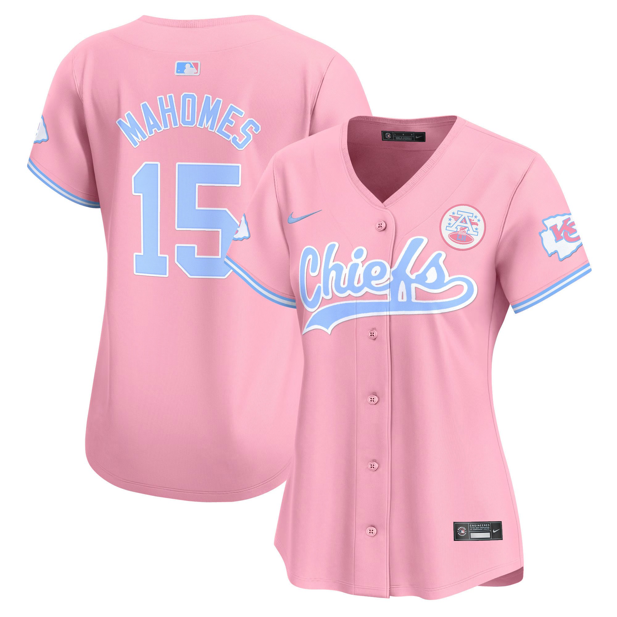 Women's Chiefs Bubblegum Pink Vapor Premier Limited Jersey - All Stitched - Image 2