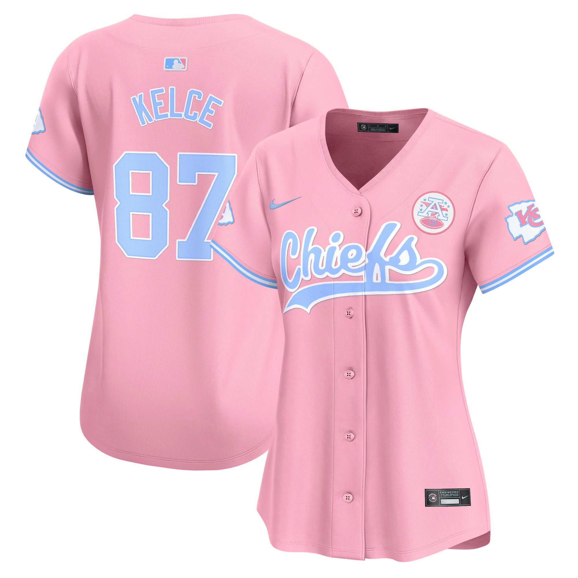 Women's Chiefs Bubblegum Pink Vapor Premier Limited Jersey - All Stitched - Image 3
