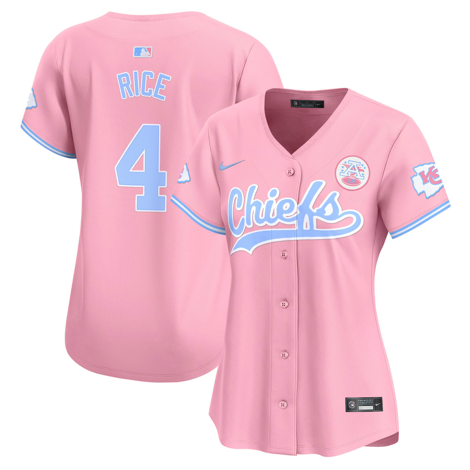 Women's Chiefs Bubblegum Pink Vapor Premier Limited Jersey - All Stitched - Image 8
