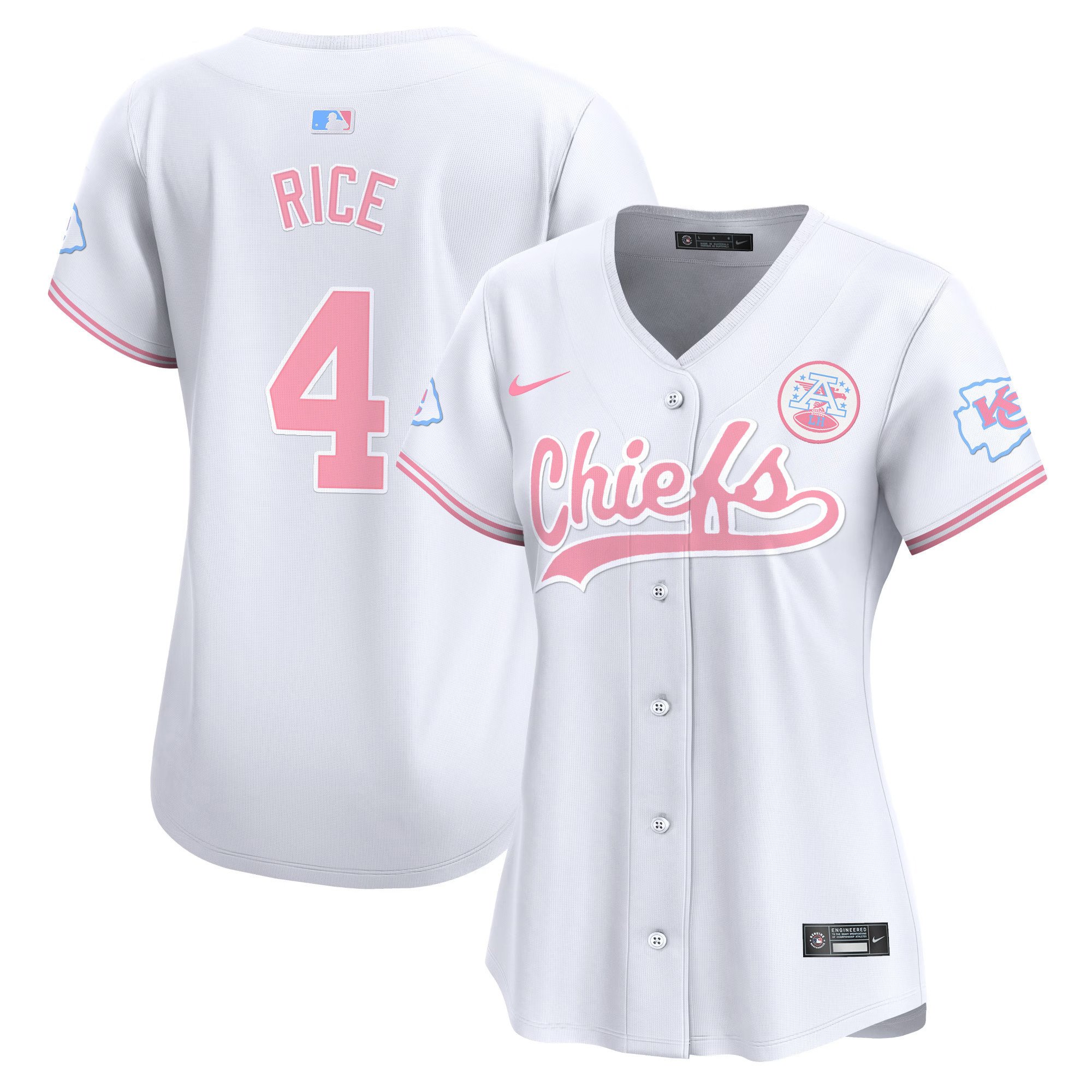 Women's Chiefs Bubblegum Pink Vapor Premier Limited Jersey - All Stitched - Image 44