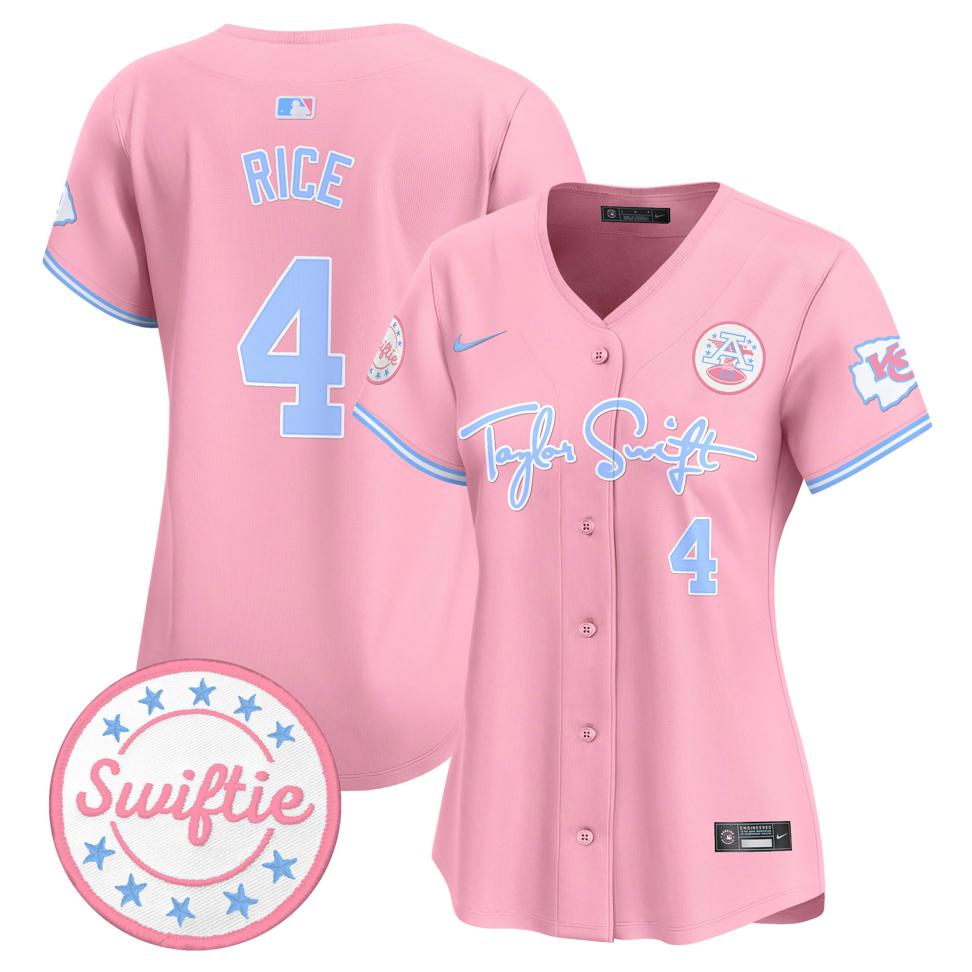 Women's Chiefs Taylor Swift Bubblegum Pink Vapor Premier Limited Jersey - All Stitched - Image 8