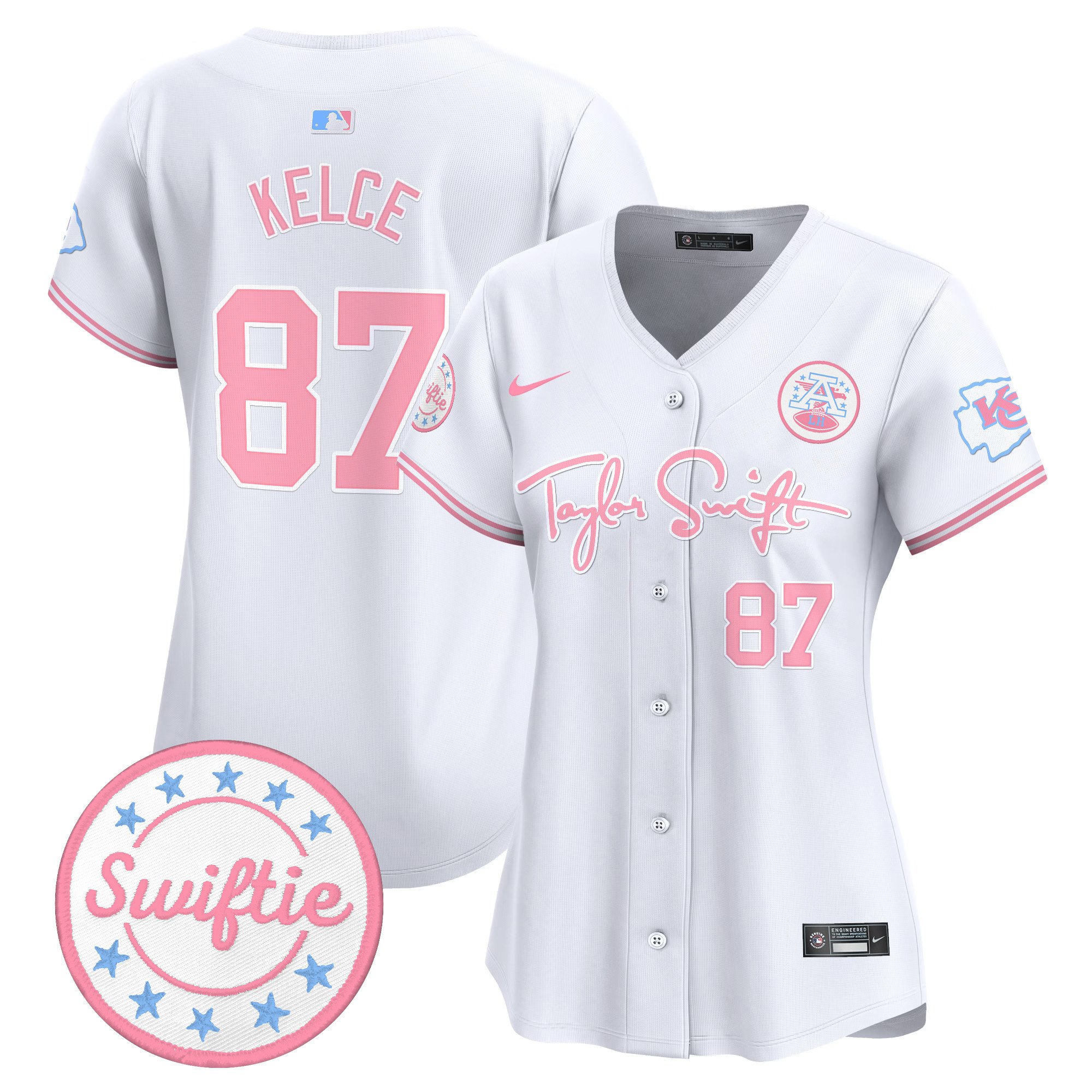 Women's Chiefs Taylor Swift Bubblegum Pink Vapor Premier Limited Jersey - All Stitched - Image 39