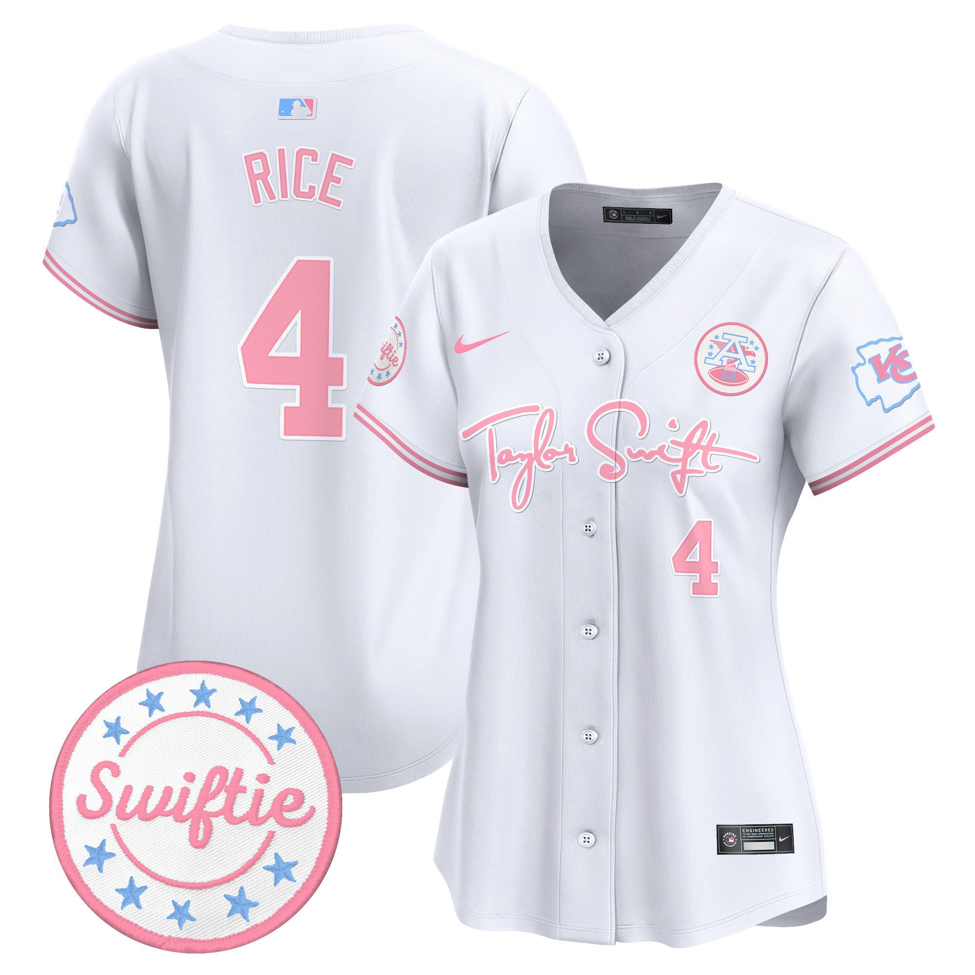 Women's Chiefs Taylor Swift Bubblegum Pink Vapor Premier Limited Jersey - All Stitched - Image 44