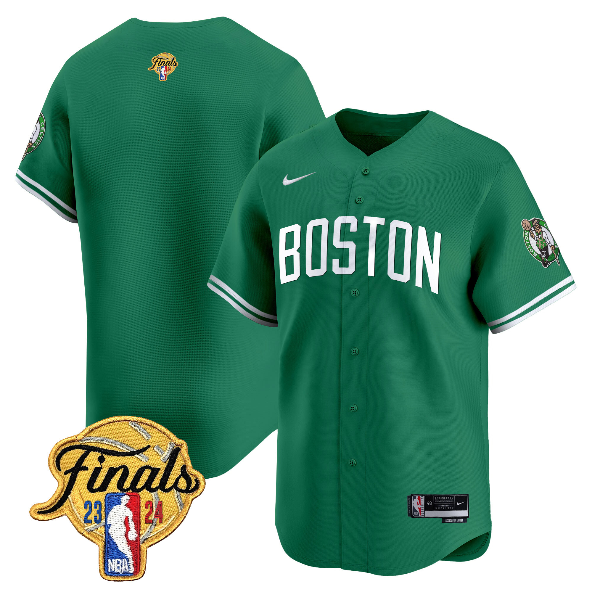 Men's Boston Celtics 2024 Finals Patch Baseball Jersey V2 - All Stitched - Image 14