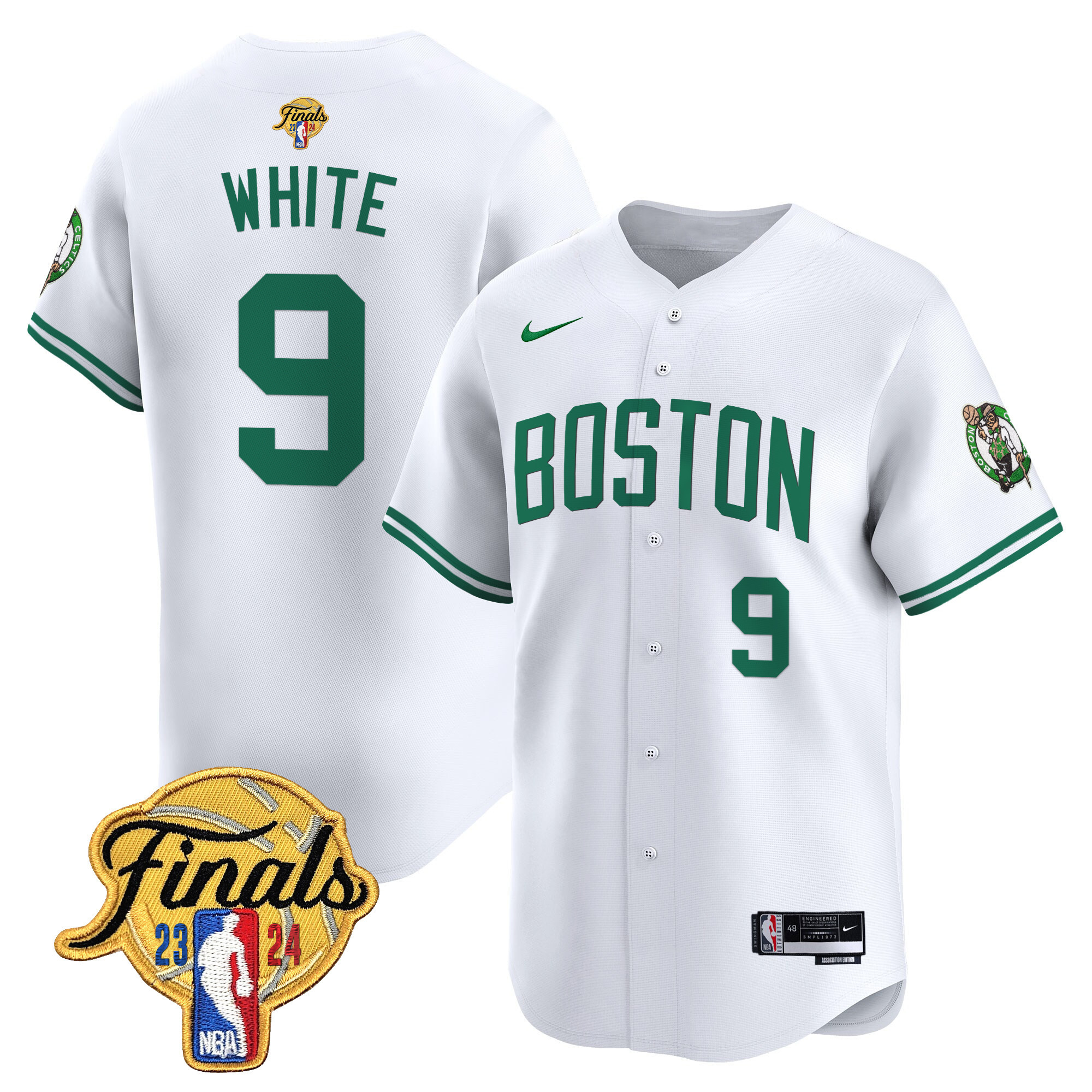 Men's Boston Celtics 2024 Finals Patch Baseball Jersey V2 - All Stitched - Image 16
