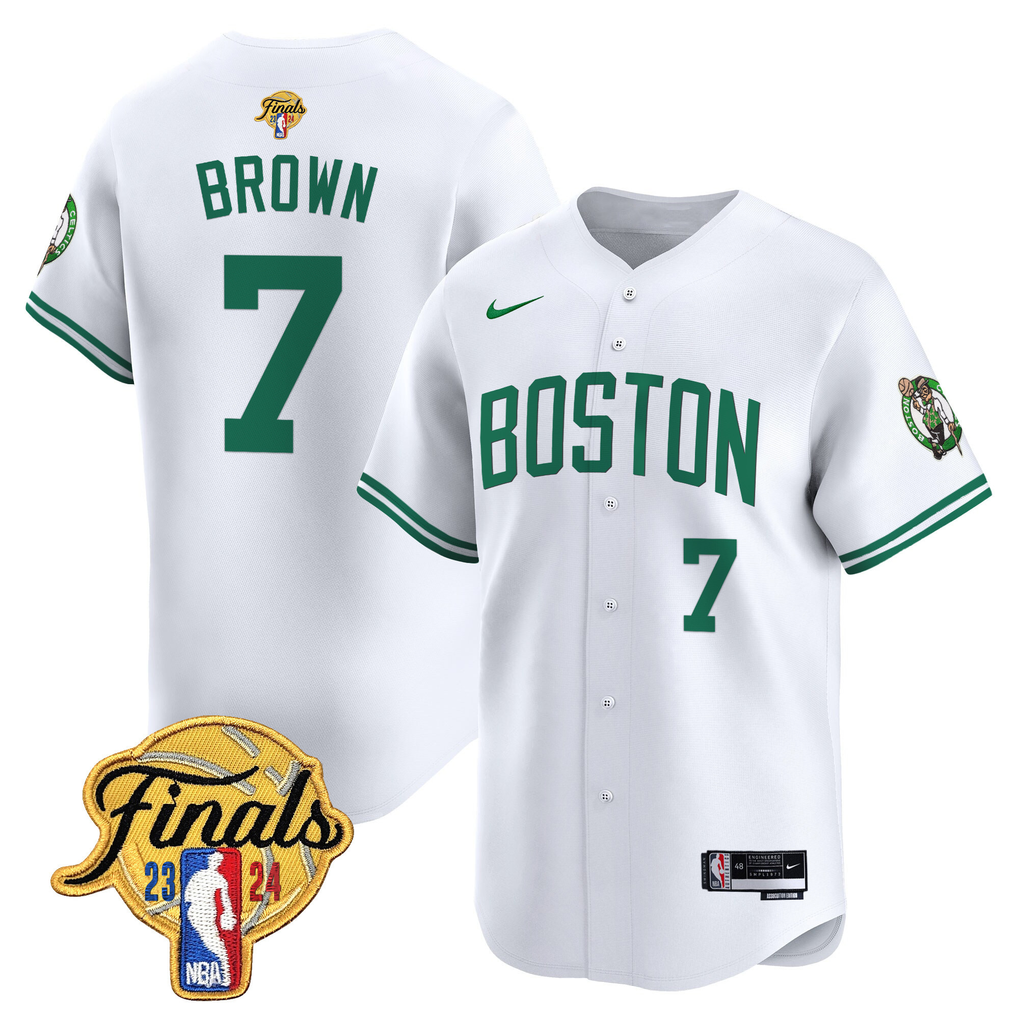 Men's Boston Celtics 2024 Finals Patch Baseball Jersey V2 - All Stitched - Image 17