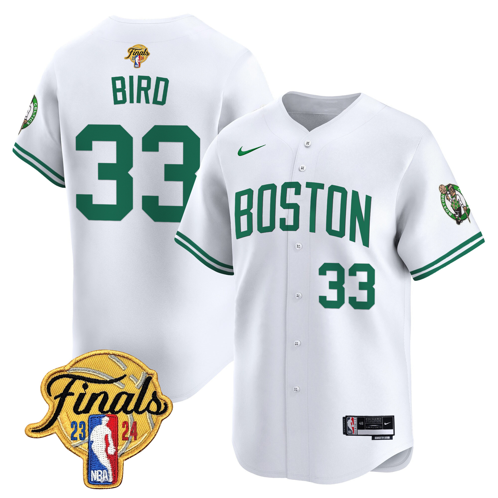 Men's Boston Celtics 2024 Finals Patch Baseball Jersey V2 - All Stitched - Image 20