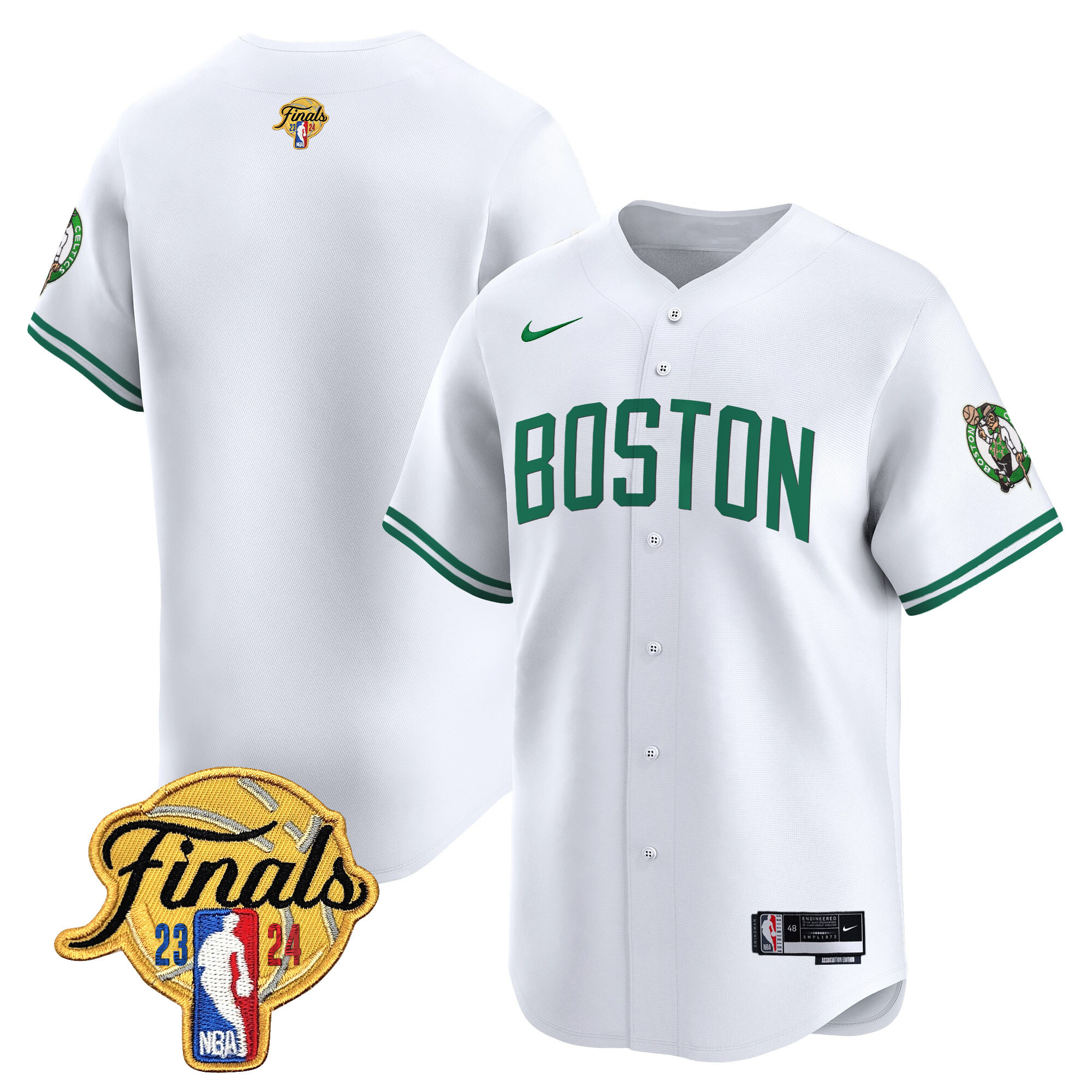 Men's Boston Celtics 2024 Finals Patch Baseball Jersey V2 - All Stitched - Image 21