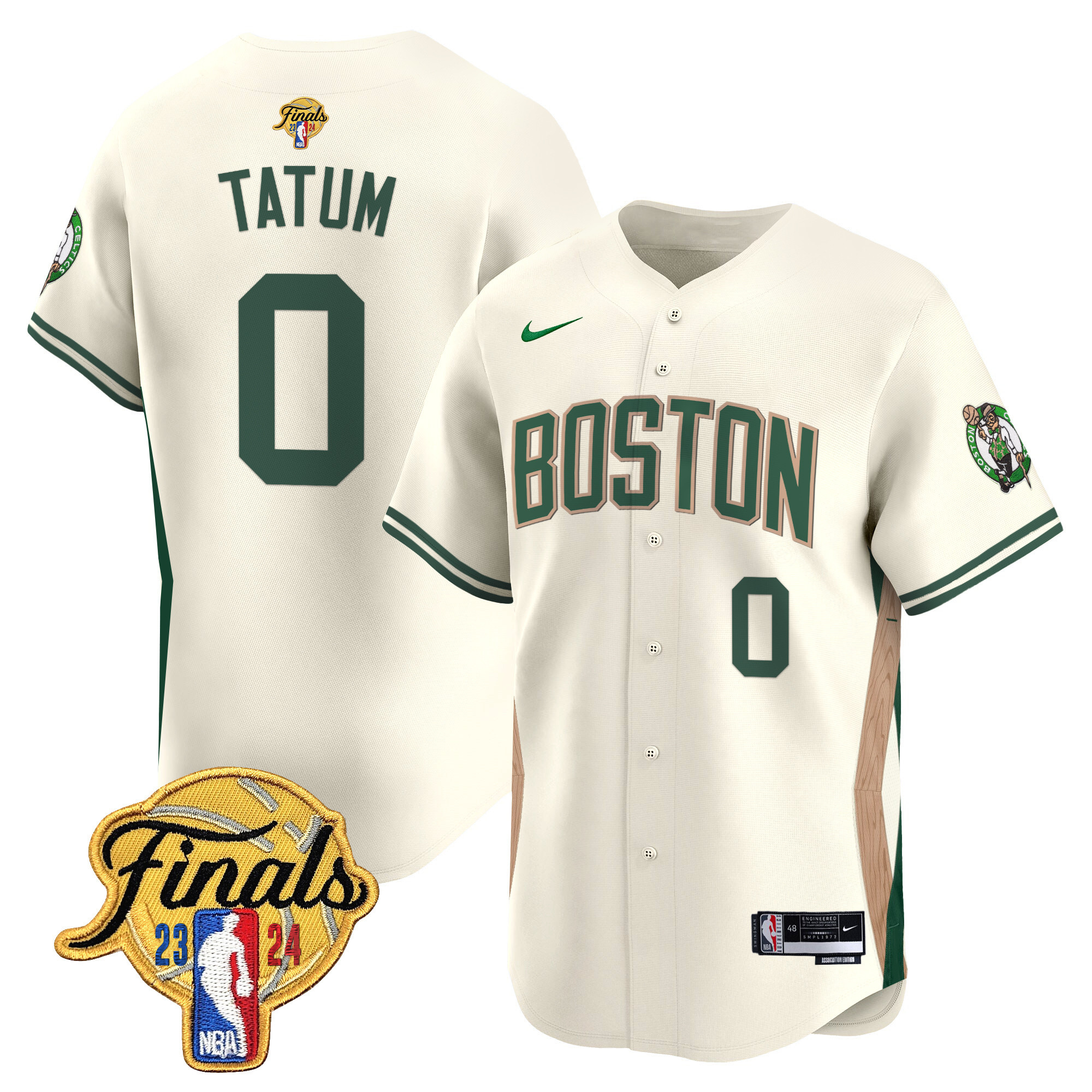 Men's Boston Celtics 2024 Finals Patch Baseball Jersey V2 - All Stitched - Image 22