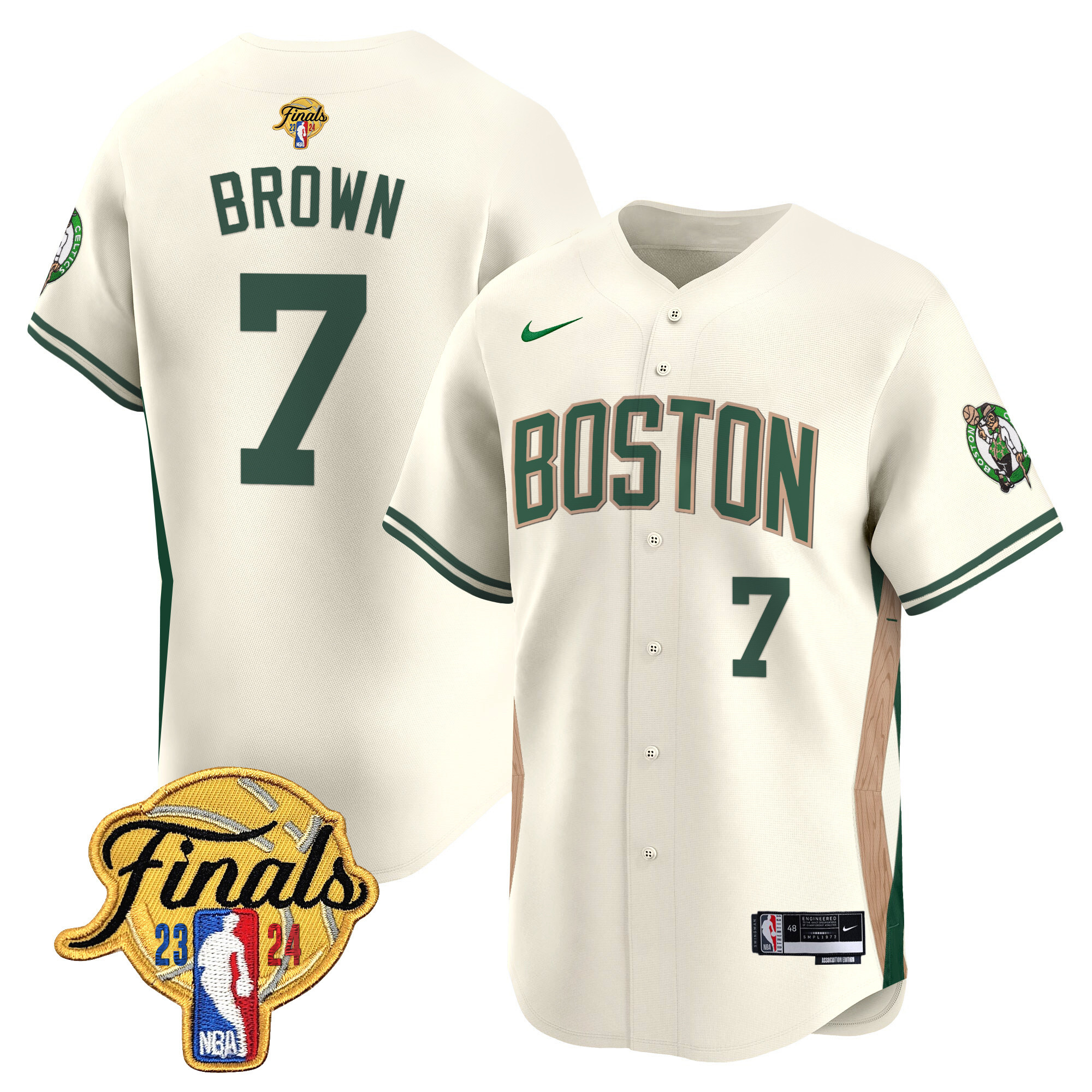 Men's Boston Celtics 2024 Finals Patch Baseball Jersey V2 - All Stitched - Image 24