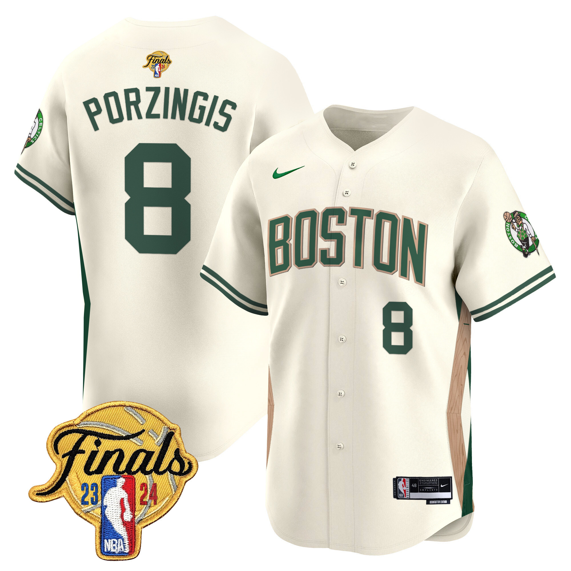 Men's Boston Celtics 2024 Finals Patch Baseball Jersey V2 - All Stitched - Image 25
