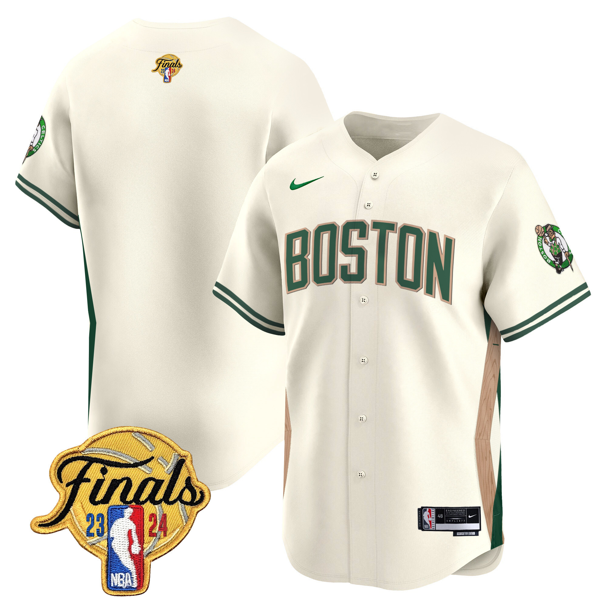 Men's Boston Celtics 2024 Finals Patch Baseball Jersey V2 - All Stitched - Image 28