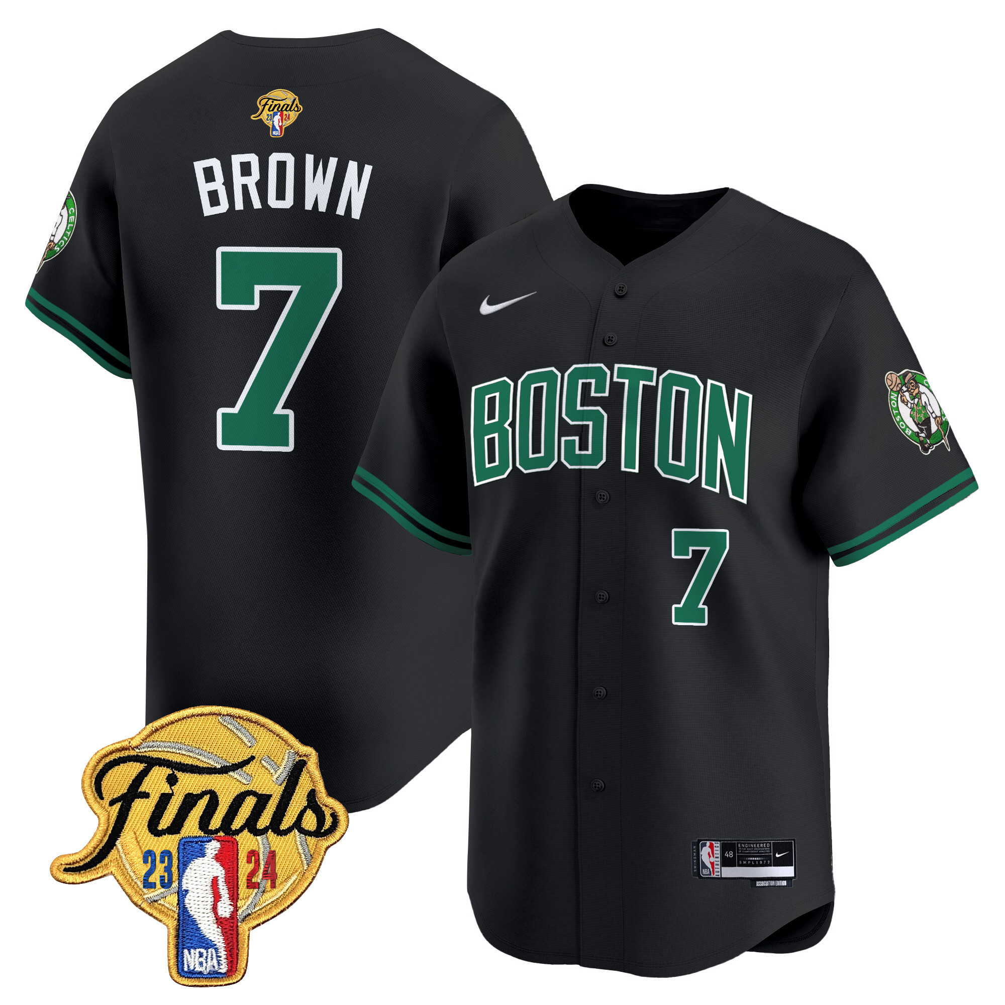 Men's Boston Celtics 2024 Finals Patch Baseball Jersey V2 - All Stitched - Image 3
