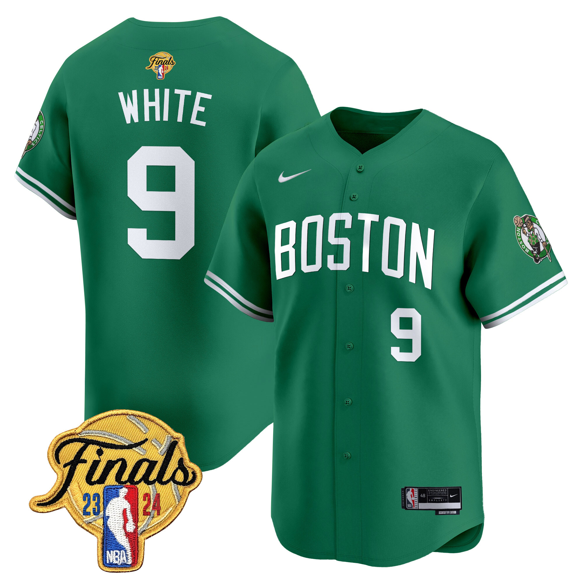Men's Boston Celtics 2024 Finals Patch Baseball Jersey V2 - All Stitched - Image 9