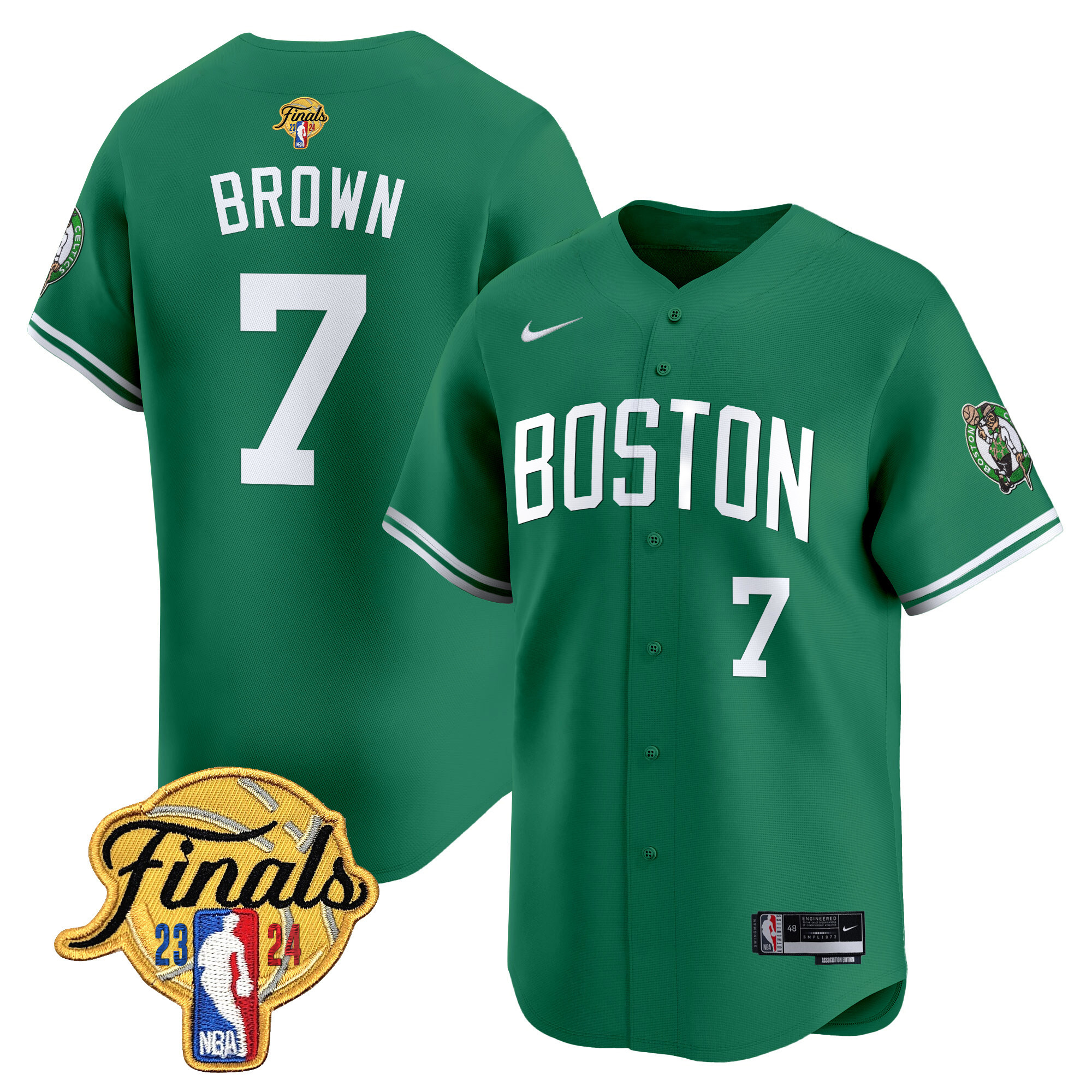 Men's Boston Celtics 2024 Finals Patch Baseball Jersey V2 - All Stitched - Image 10