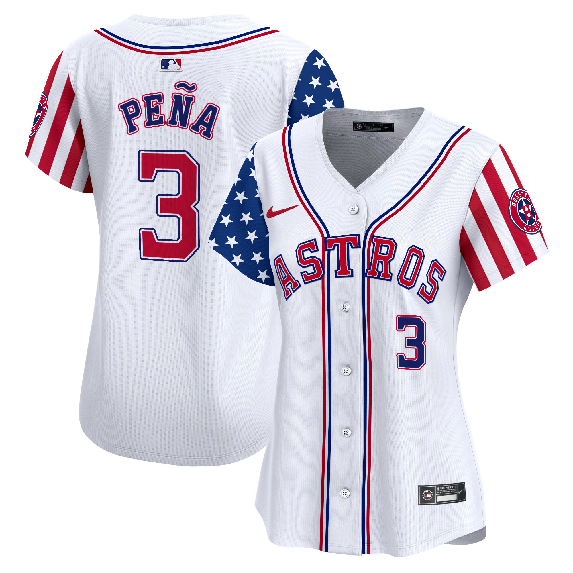 Women's Astros 2024 Independence Day Vapor Premier Limited Jersey - All Stitched