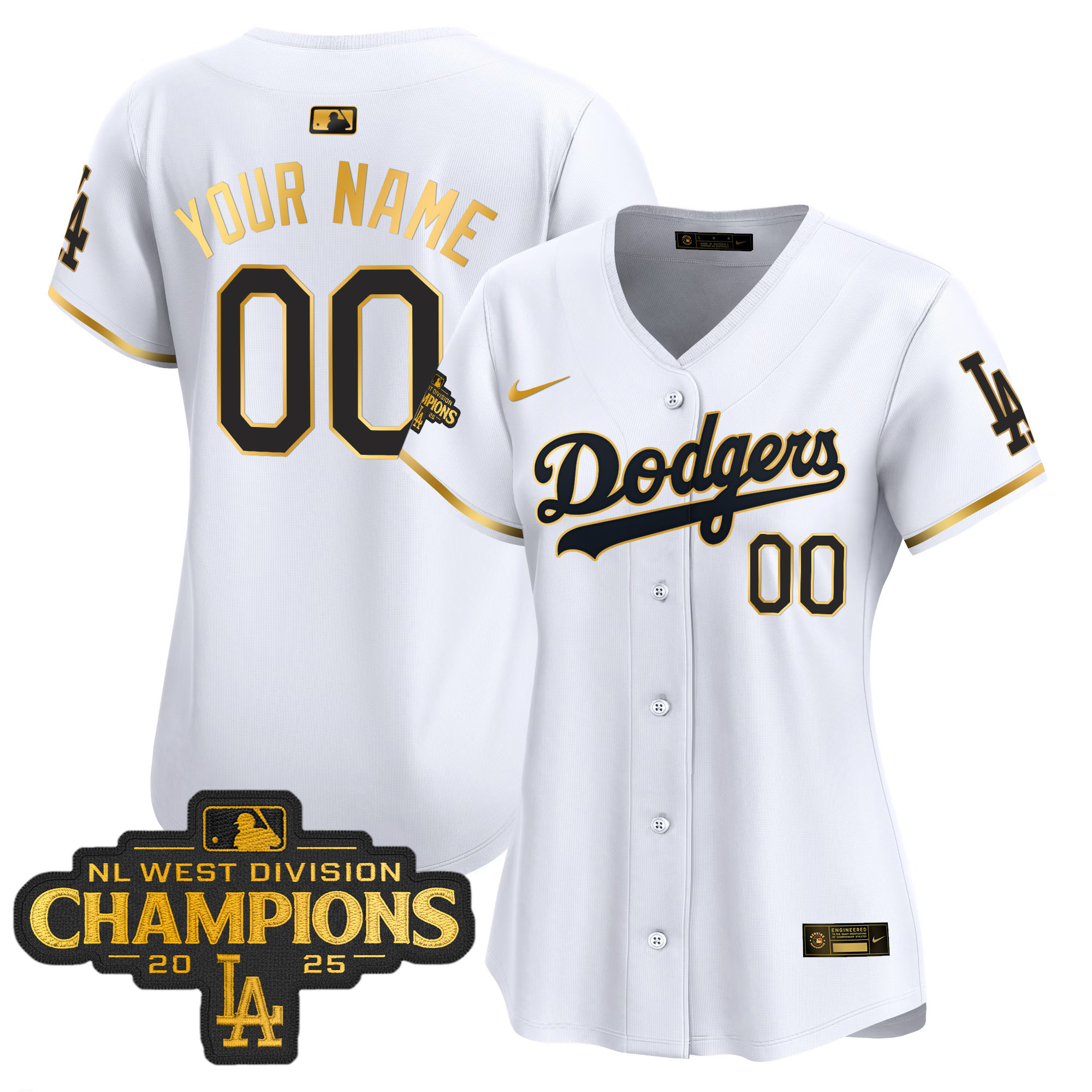 Dodgers 2025 NL West Division Champions Patch Gold Trim Vapor Premier Limited Custom Jersey - All Stitched - Image 7