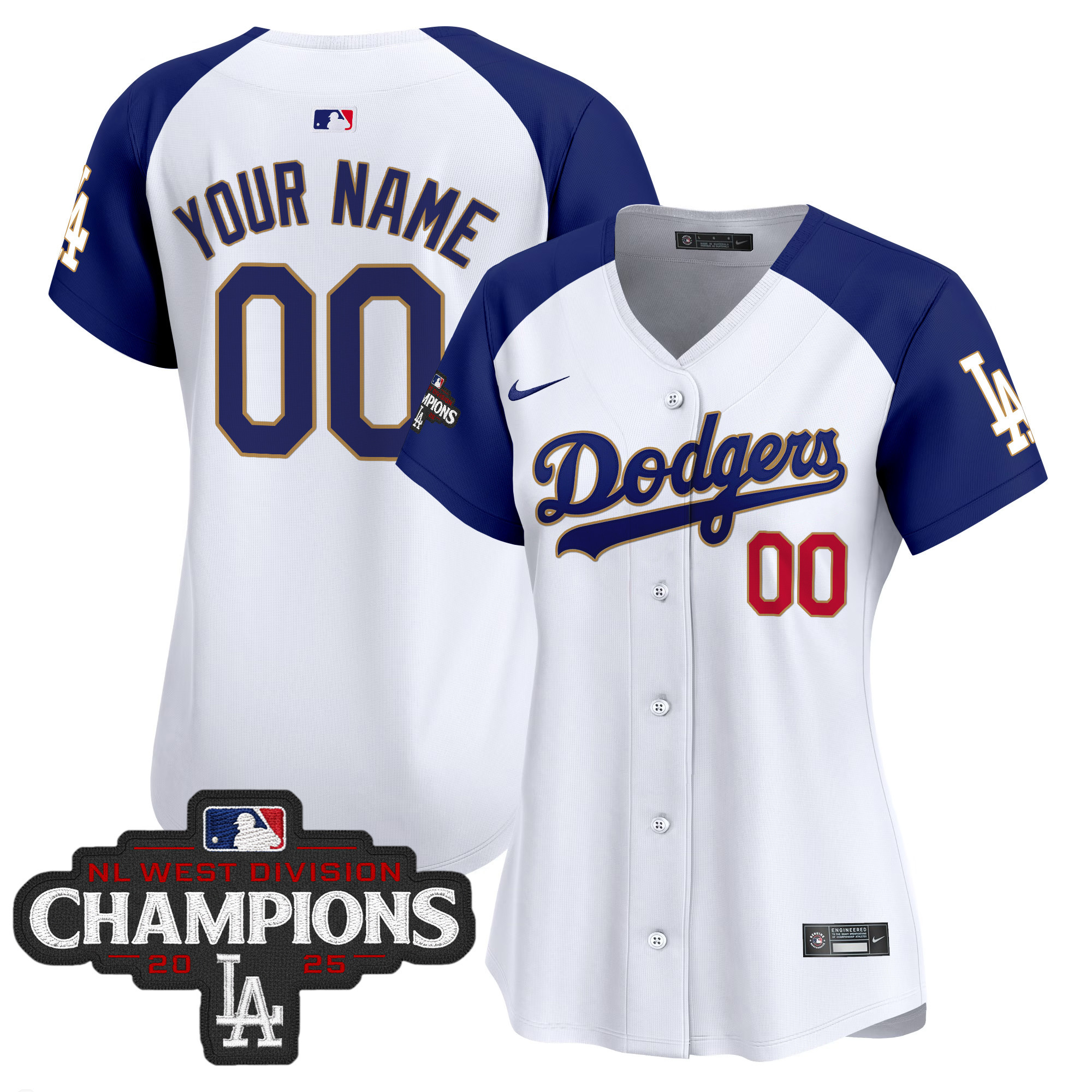 Dodgers 2025 NL West Division Champions Patch Gold Trim Vapor Premier Limited Custom Jersey - All Stitched - Image 10