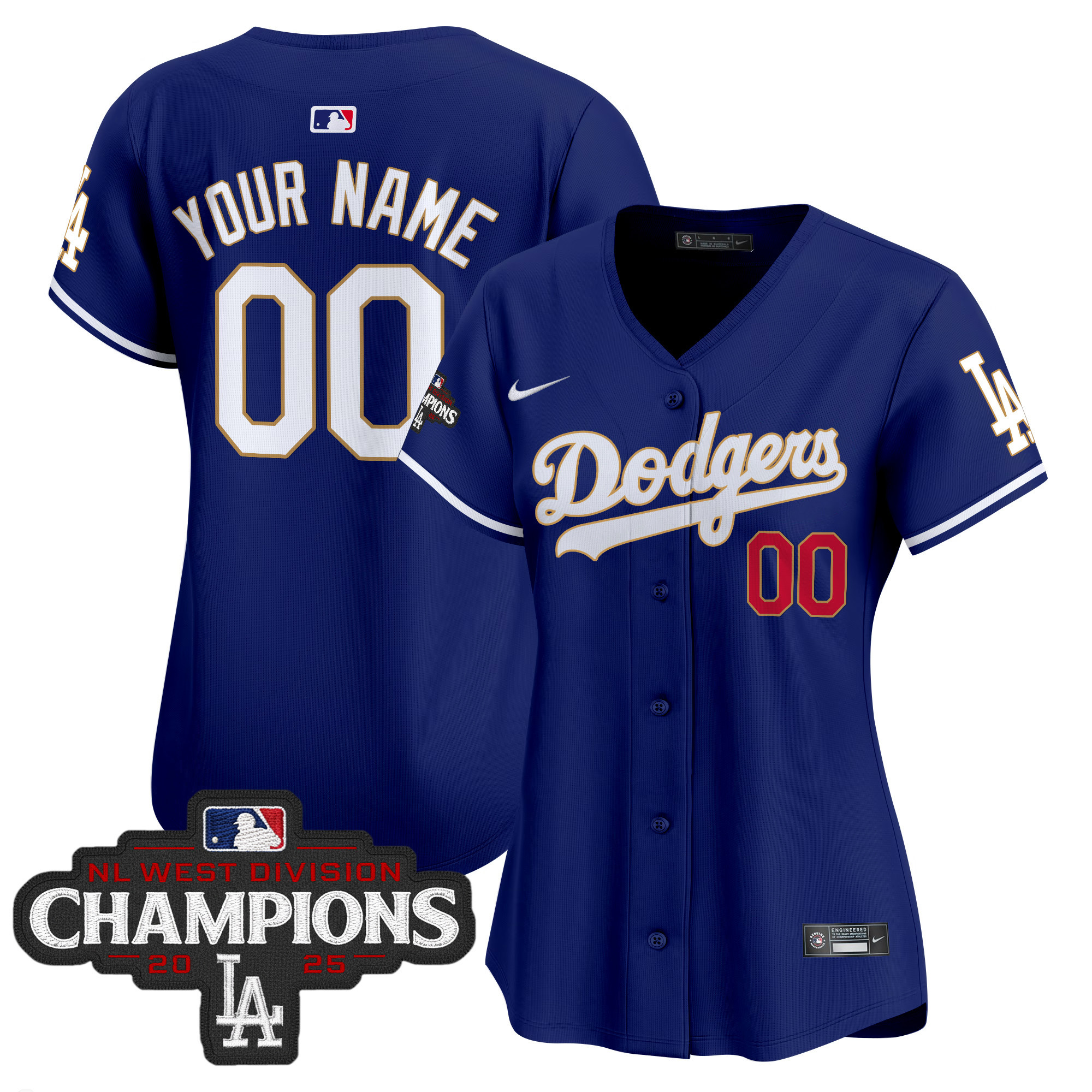 Dodgers 2025 NL West Division Champions Patch Gold Trim Vapor Premier Limited Custom Jersey - All Stitched - Image 9
