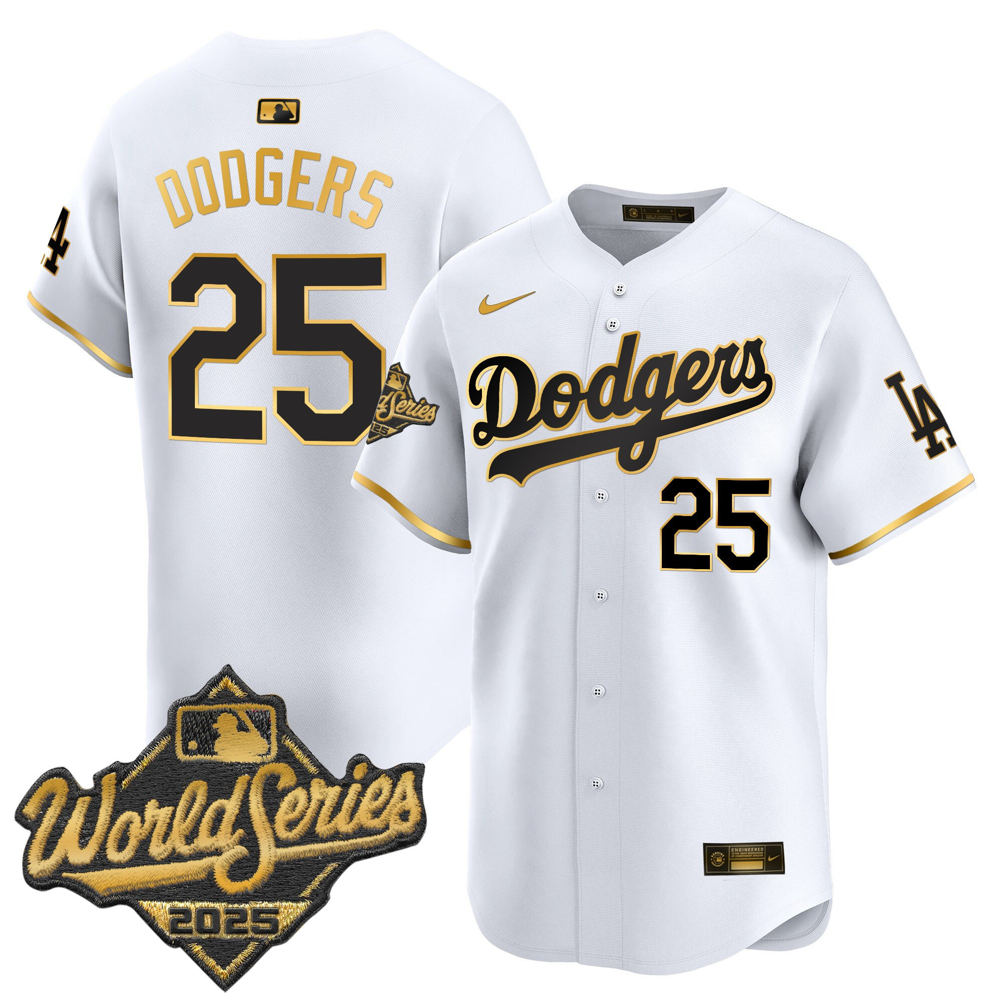 Men's Dodgers 2025 World Series Gold Trim Vapor Premier Limited Jersey - All Stitched - Image 10
