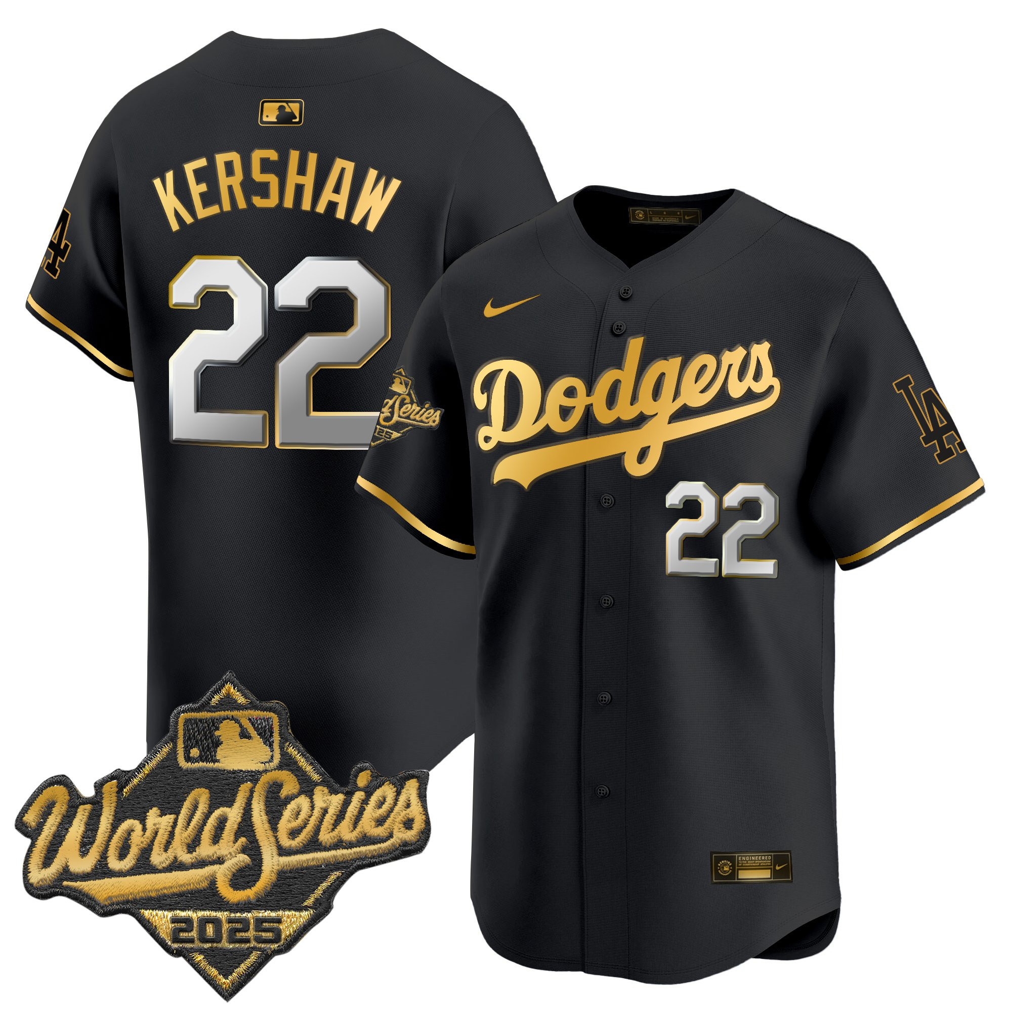 Men's Dodgers 2025 World Series Gold Trim Vapor Premier Limited Jersey - All Stitched - Image 20