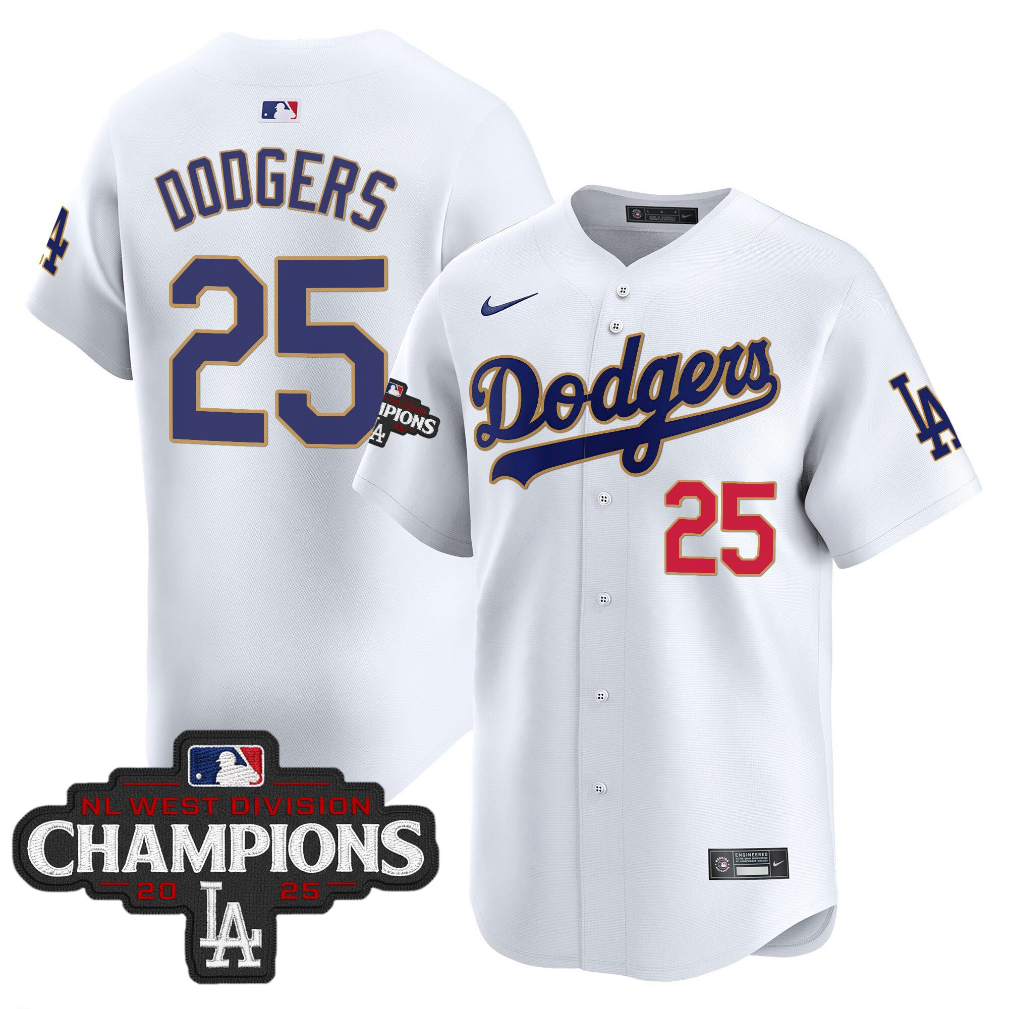 Men's Dodgers 2025 World Series Gold Trim Vapor Premier Limited Jersey - All Stitched - Image 32