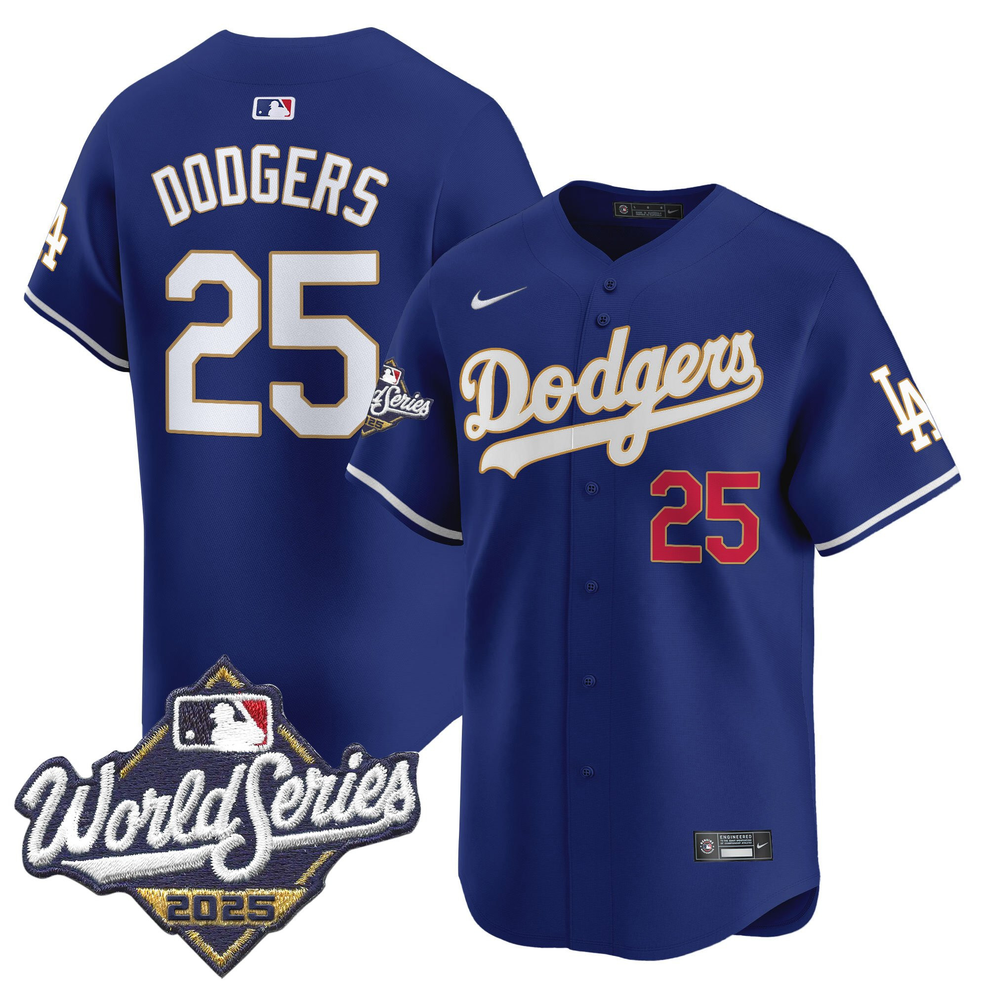 Men's Dodgers 2025 World Series Gold Trim Vapor Premier Limited Jersey - All Stitched - Image 43