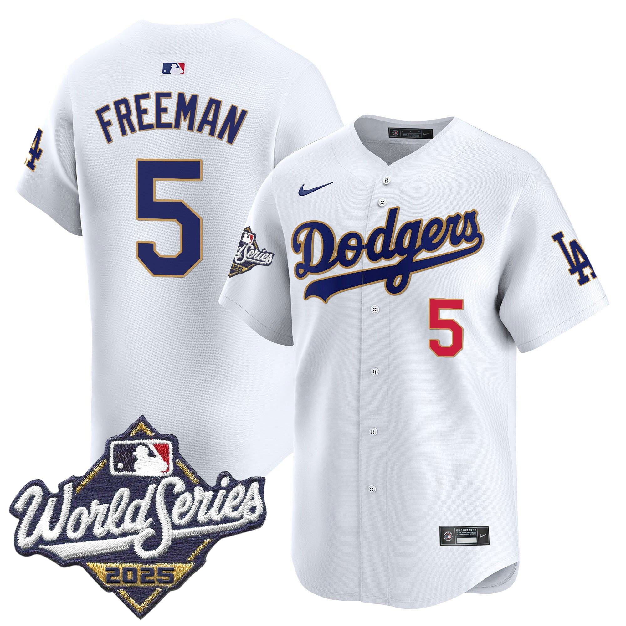 Men's Dodgers 2025 World Series Gold Trim Vapor Premier Limited Jersey - All Stitched - Image 25