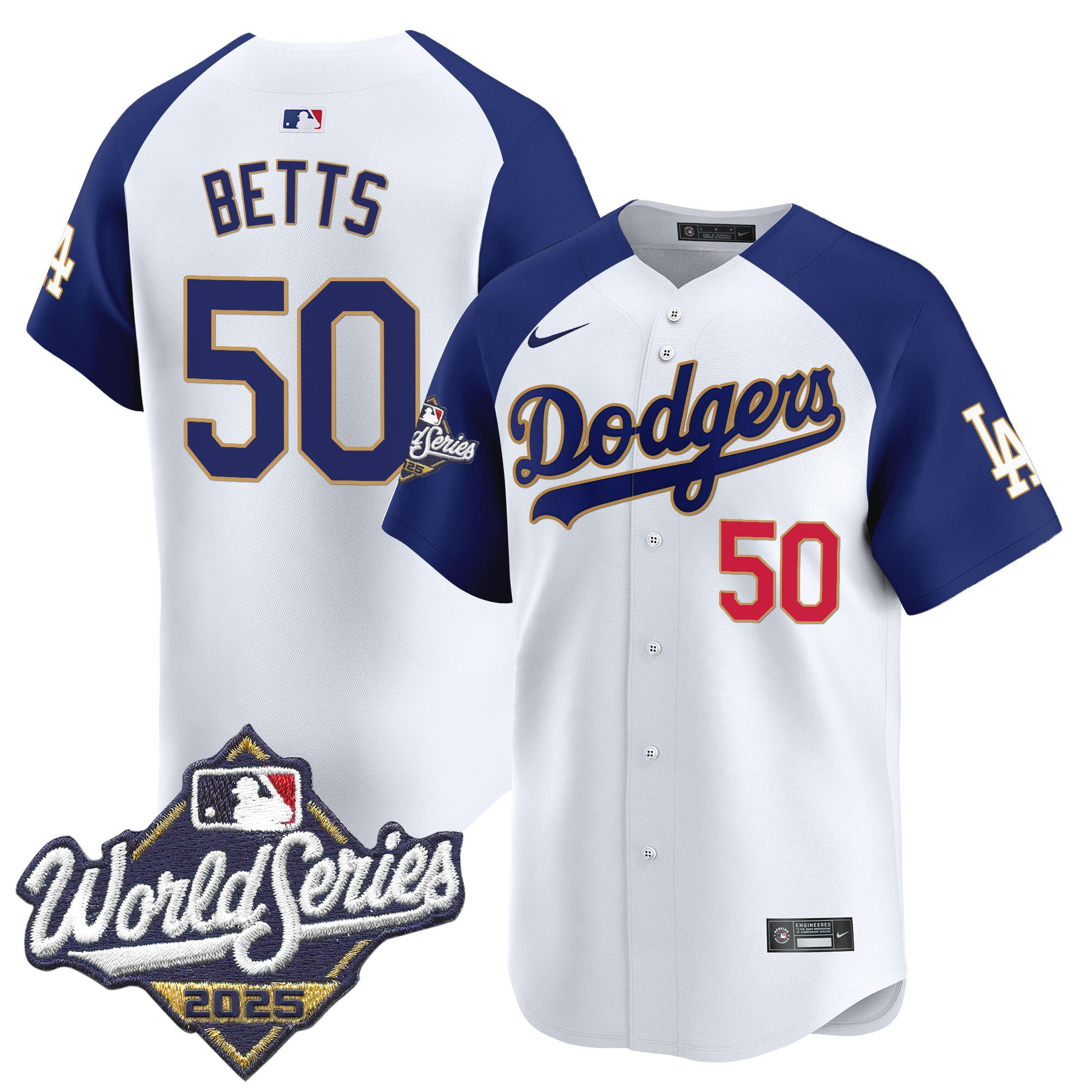 Men's Dodgers 2025 World Series Gold Trim Vapor Premier Limited Jersey - All Stitched - Image 49