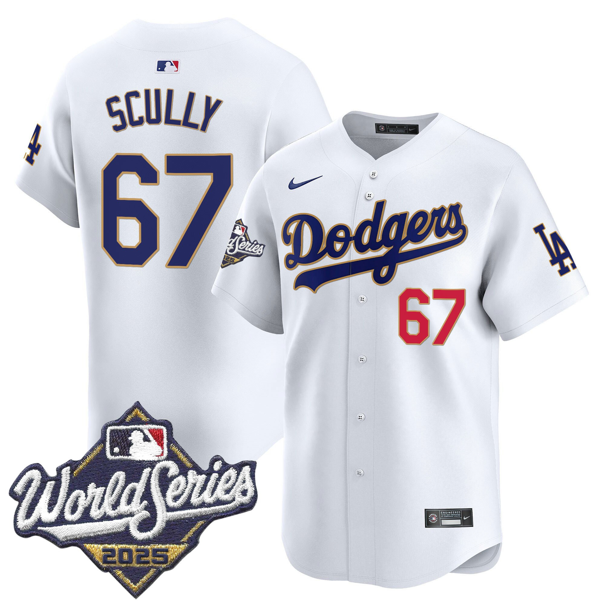 Men's Dodgers 2025 World Series Gold Trim Vapor Premier Limited Jersey - All Stitched - Image 29