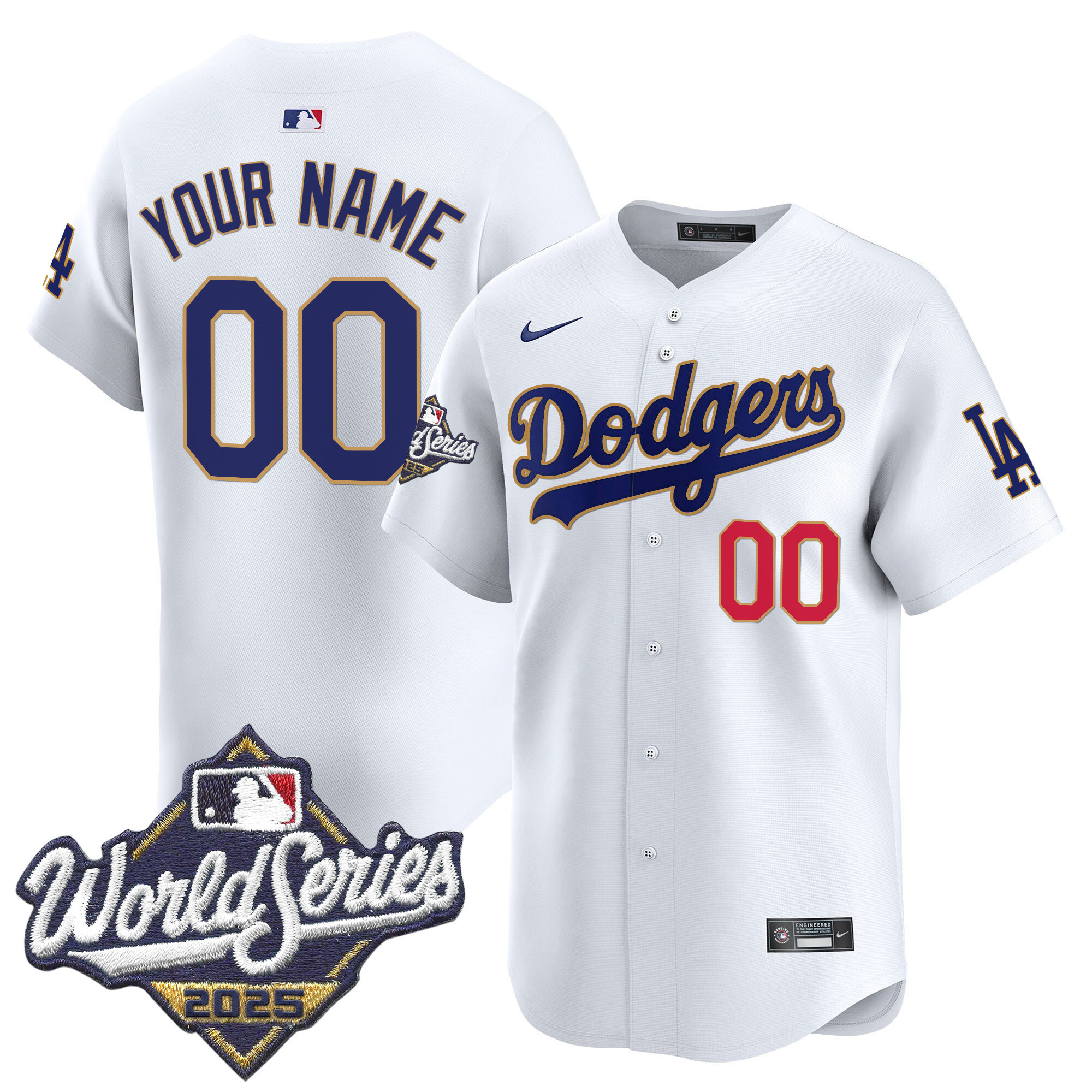 Dodgers 2025 World Series Gold Trim Vapor Premier Limited Custom Jersey - All Stitched - Image 3