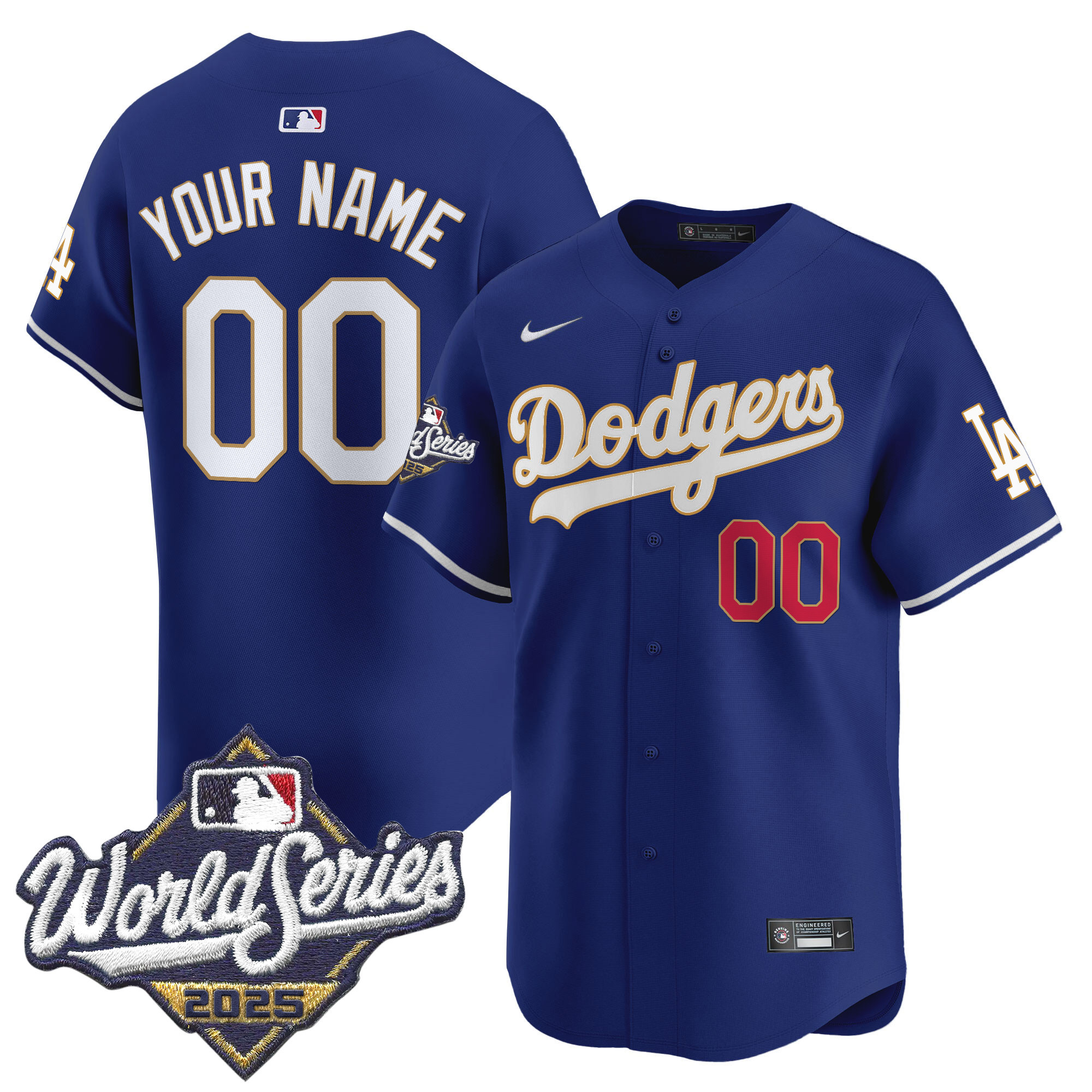 Dodgers 2025 World Series Gold Trim Vapor Premier Limited Custom Jersey - All Stitched - Image 4