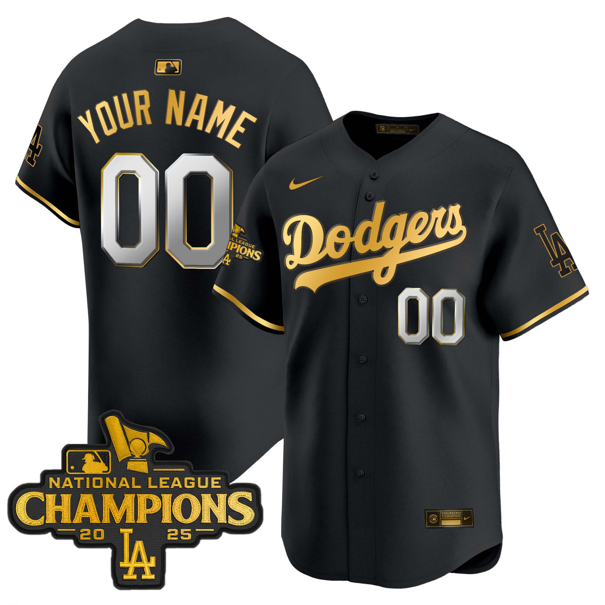 Dodgers 2025 National League Champions Vapor Premier Limited Custom Jersey - All Stitched - Image 2