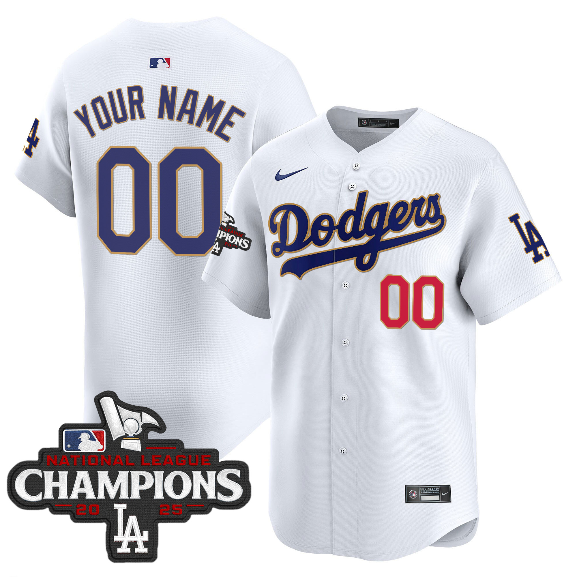 Dodgers 2025 National League Champions Vapor Premier Limited Custom Jersey - All Stitched - Image 3