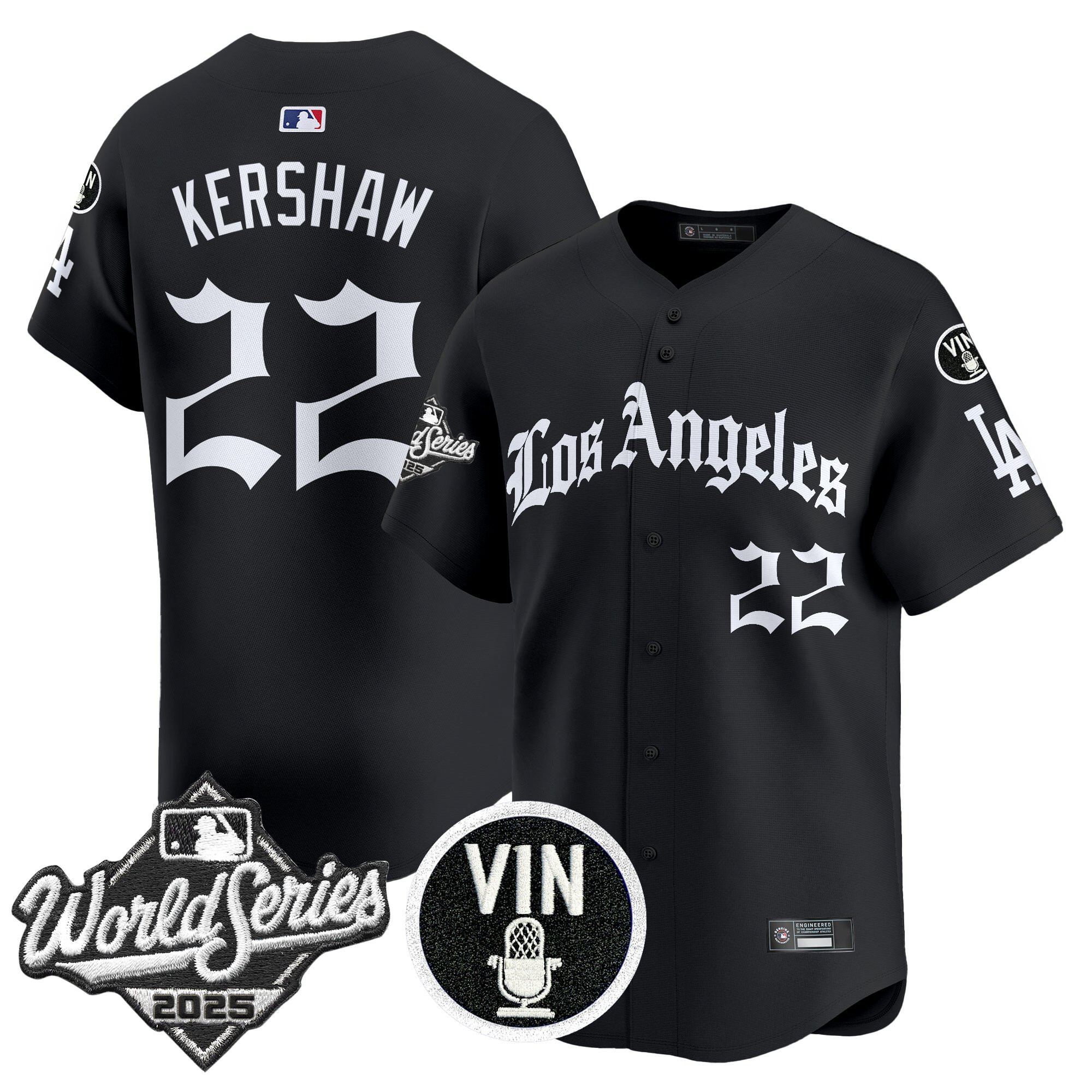 Men's Dodgers 2025 World Series Vapor Premier Limited Jersey - LA Gothic Edition - All Stitched - Image 9