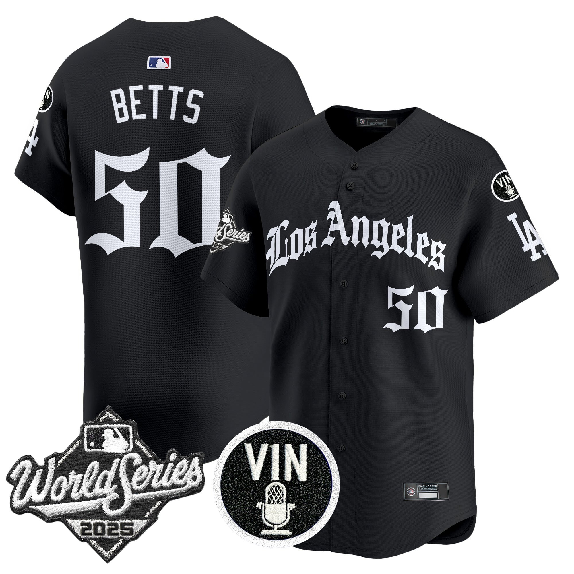 Men's Dodgers 2025 World Series Vapor Premier Limited Jersey - LA Gothic Edition - All Stitched - Image 5
