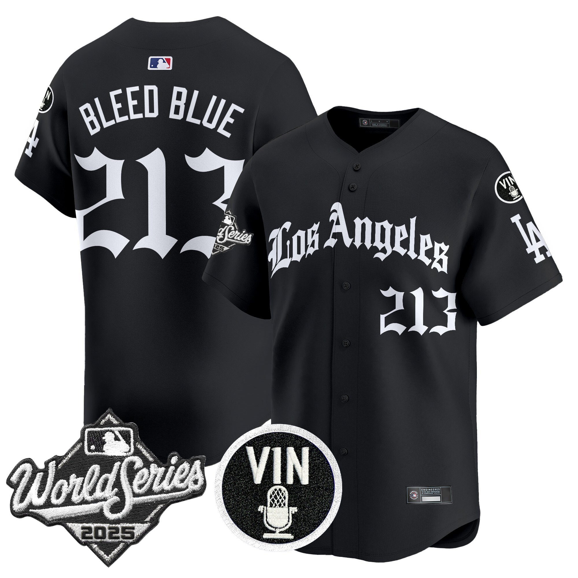Men's Dodgers 2025 World Series Vapor Premier Limited Jersey - LA Gothic Edition - All Stitched - Image 2